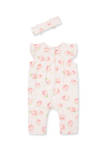Baby Girls Roses Jumpsuit with Headband