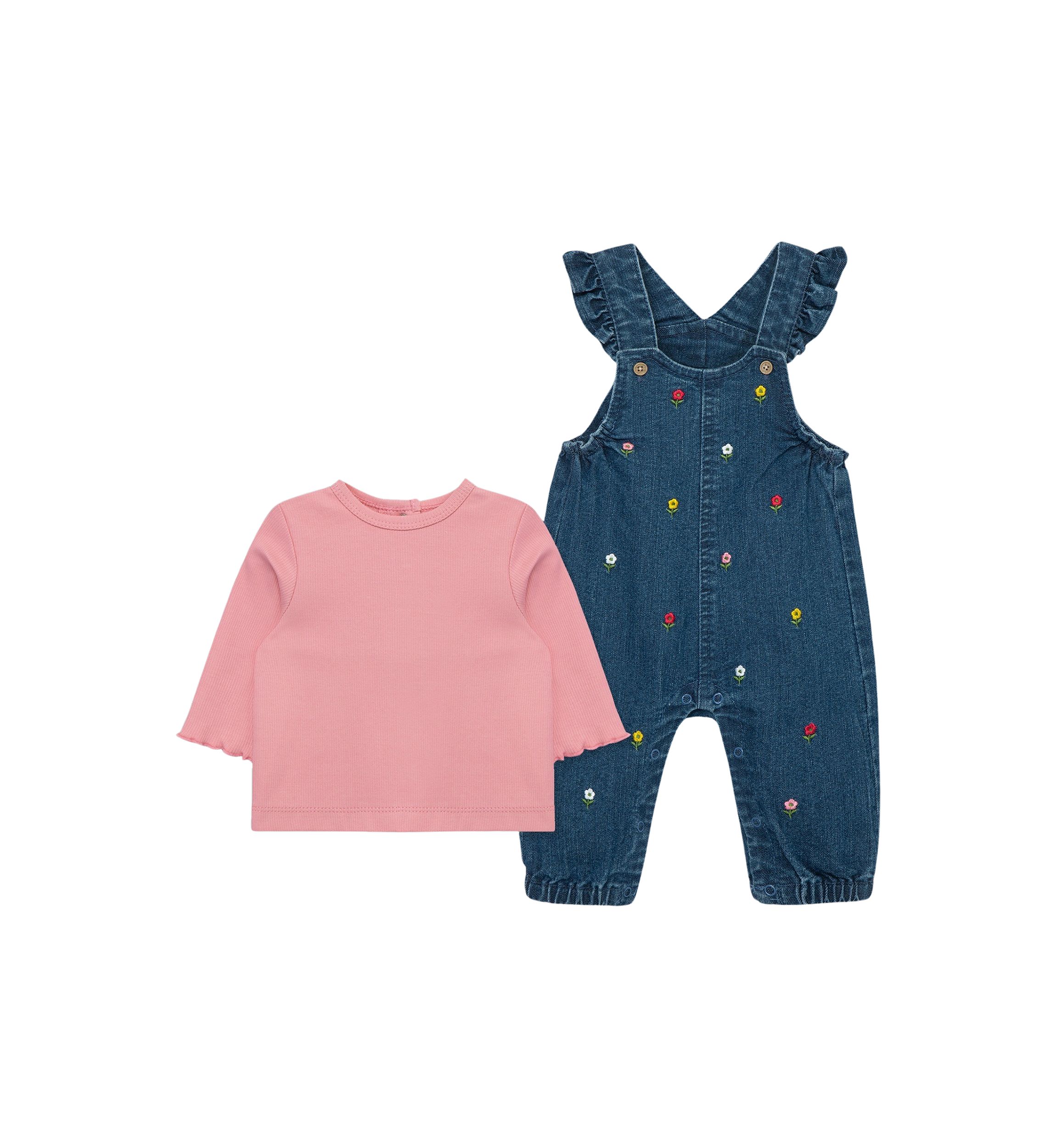 Baby Girls Flowers Overalls Set