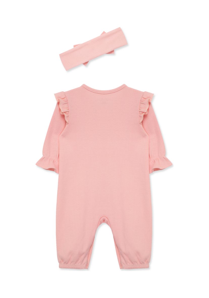 Baby Girls Pink Jumpsuit with Headband