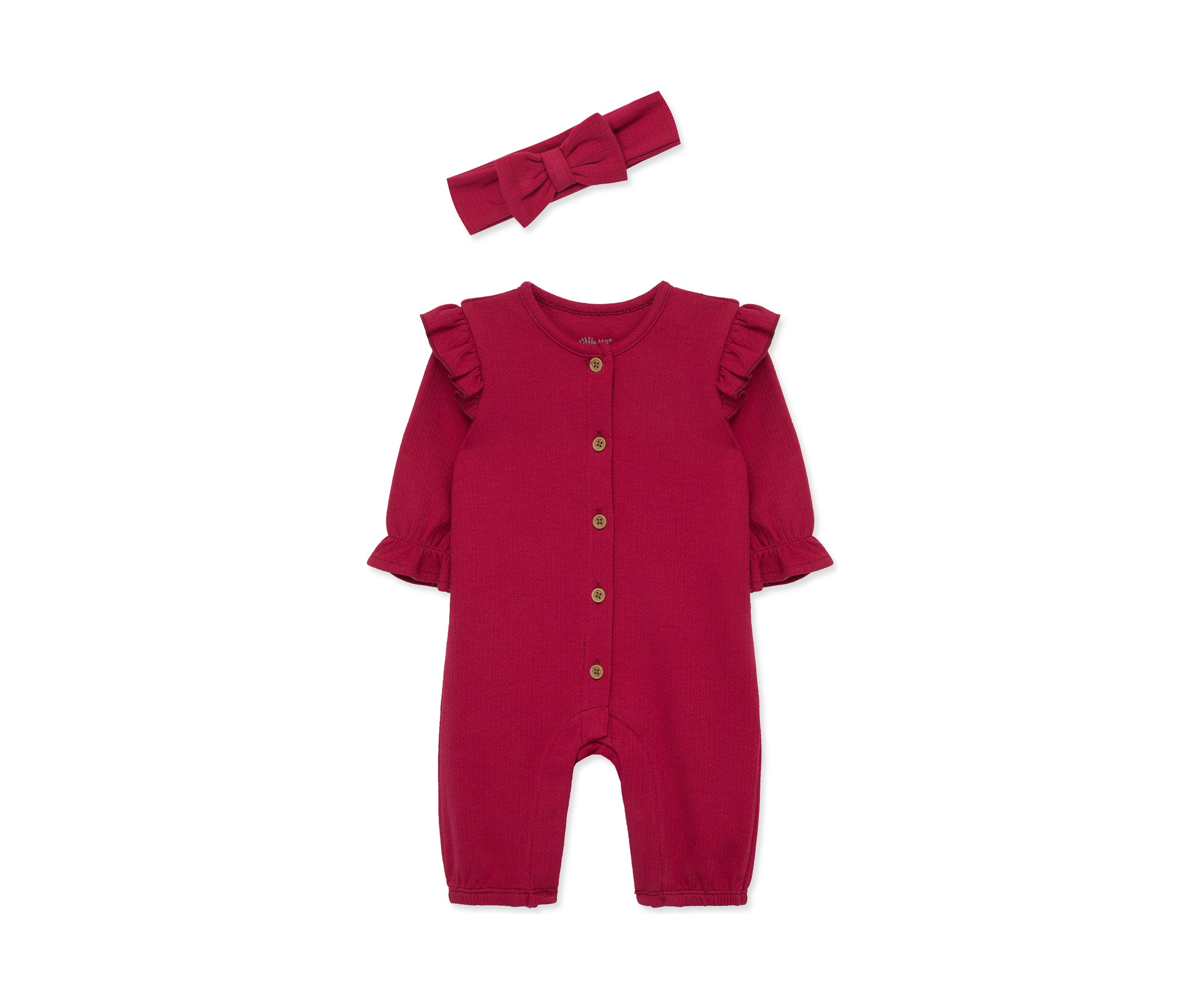 Baby Girls Red Jumpsuit with Headband