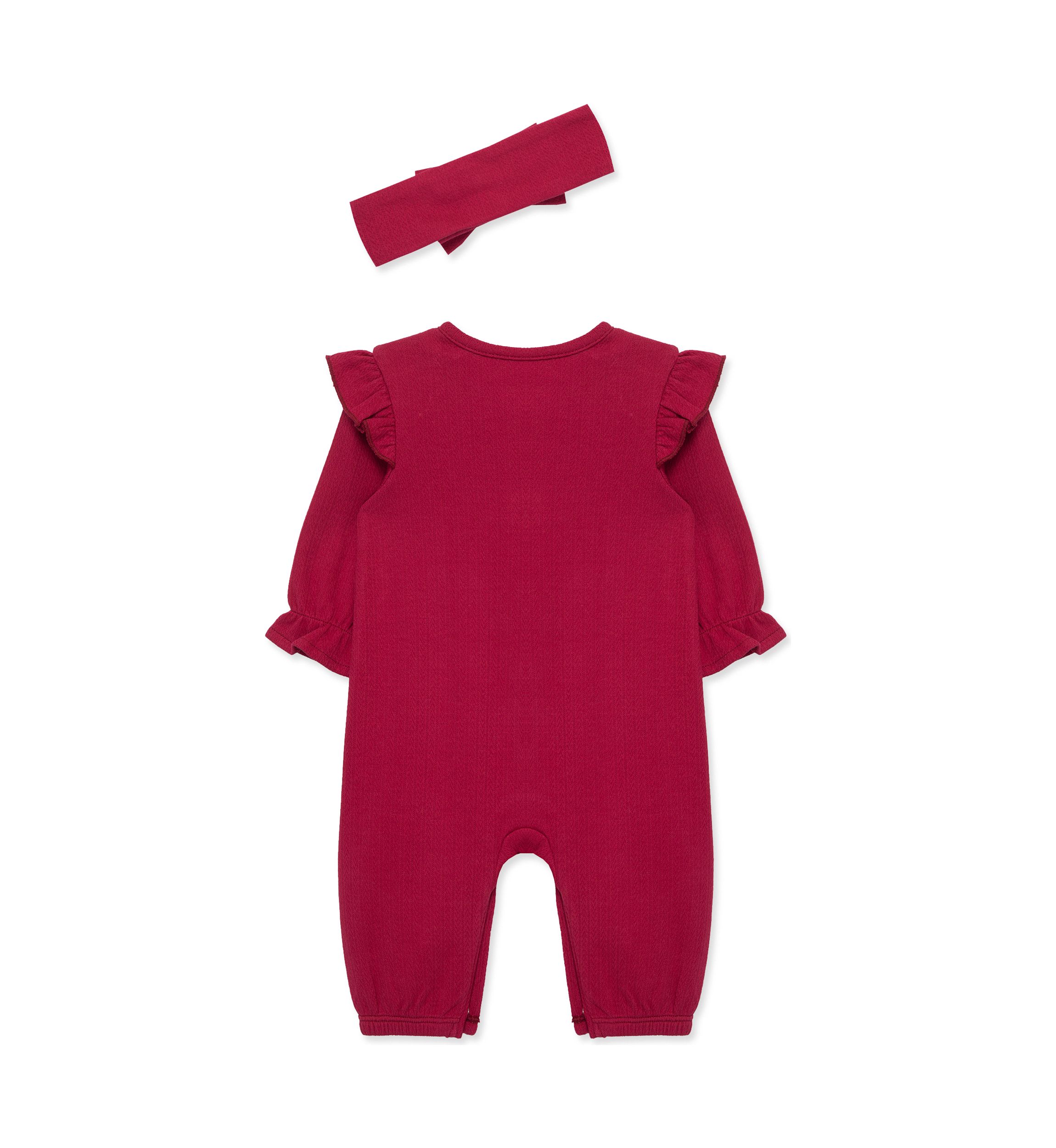 Baby Girls Red Jumpsuit with Headband