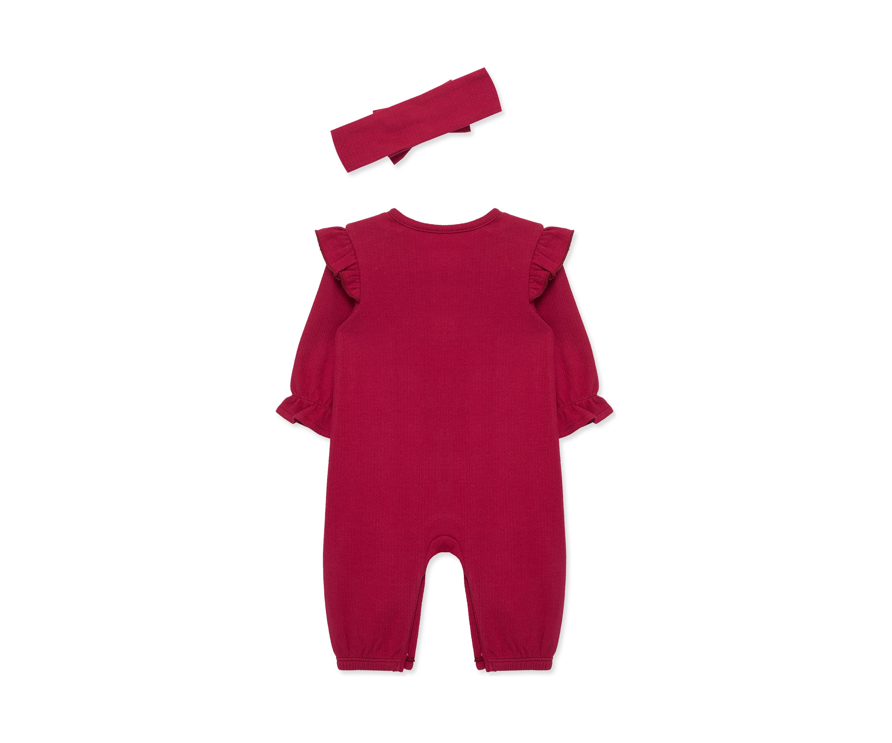 Baby Girls Red Jumpsuit with Headband
