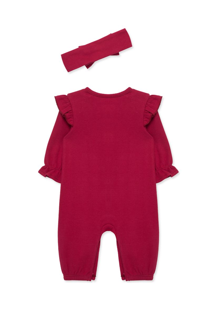 Baby Girls Red Jumpsuit with Headband