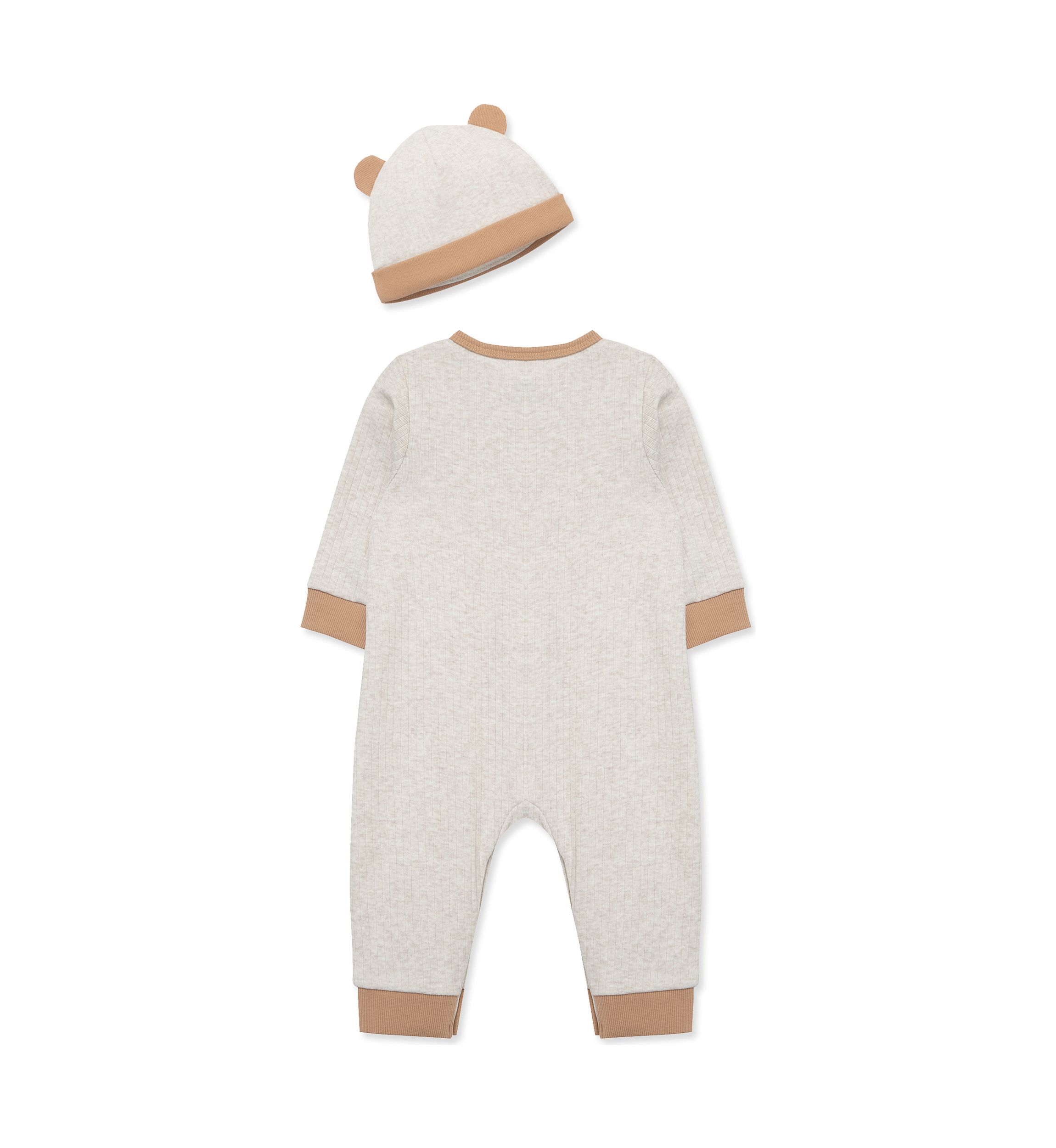 Baby Boys Oatmeal Coverall with Hat