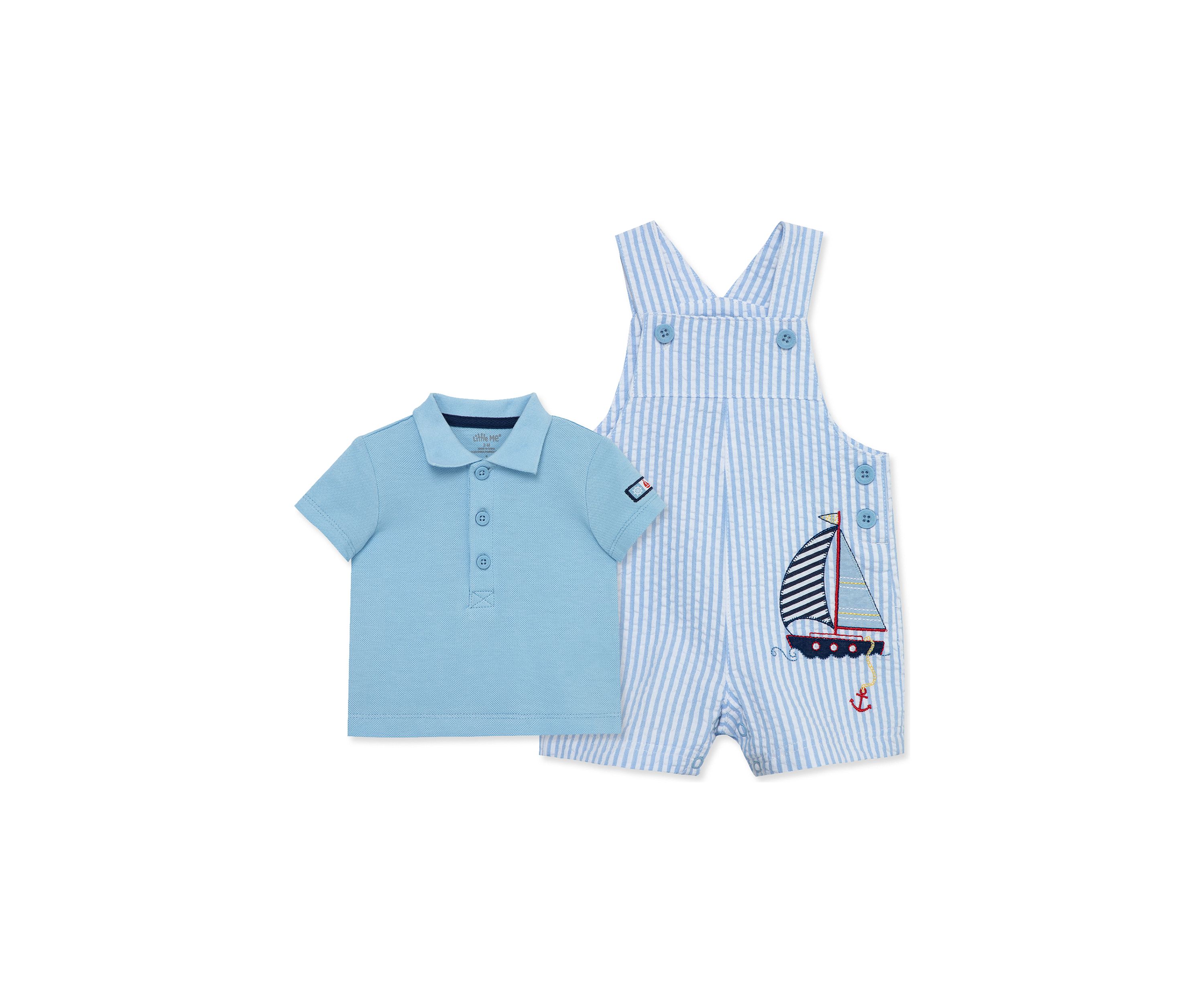 Baby Boys Sailboat Shortall Set