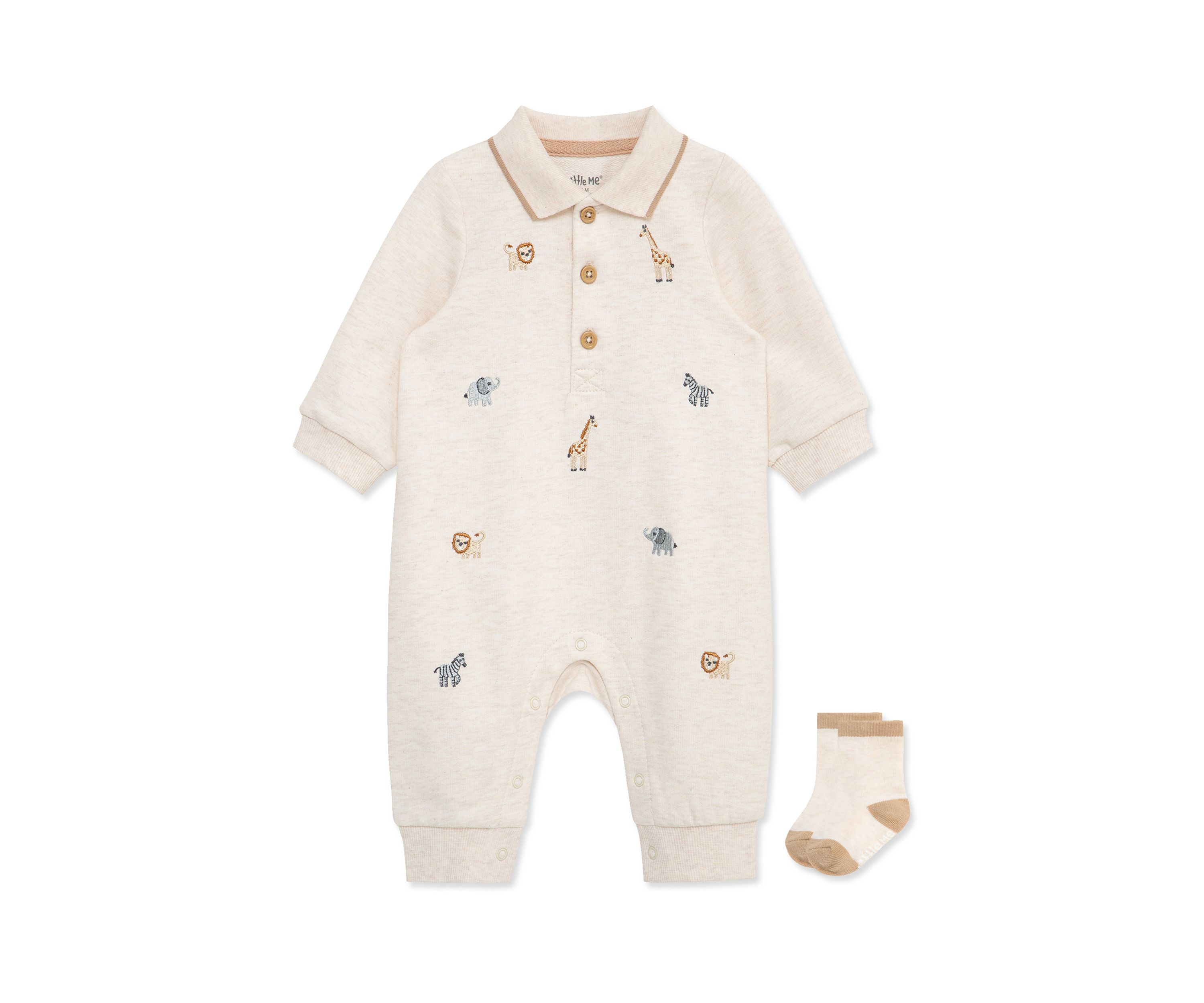 Baby Boys Safari Coverall with Socks