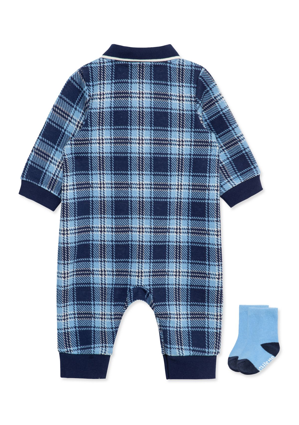 Baby Boys Plaid Coverall with Socks