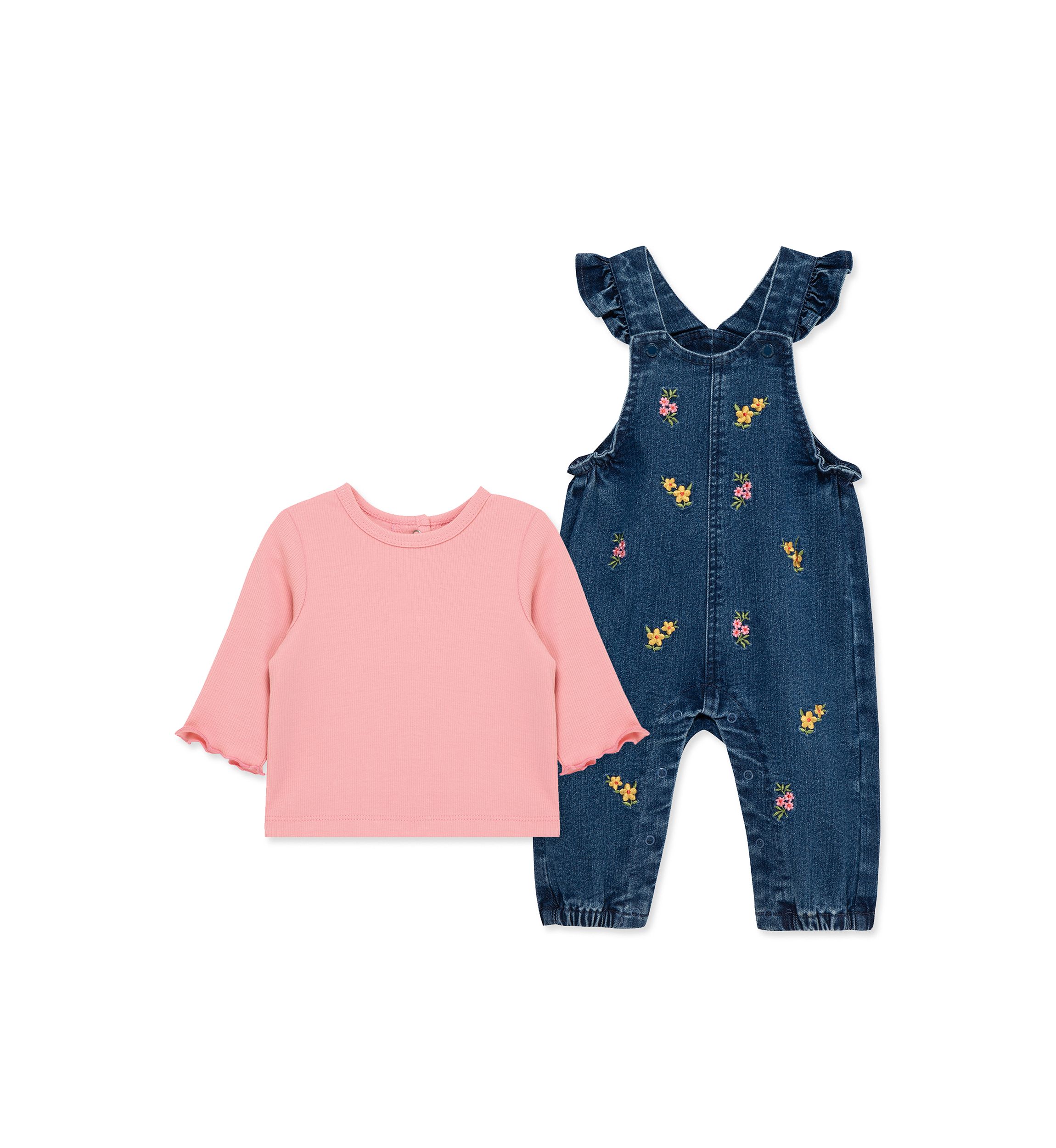 Baby Girls Flowers Overall Set