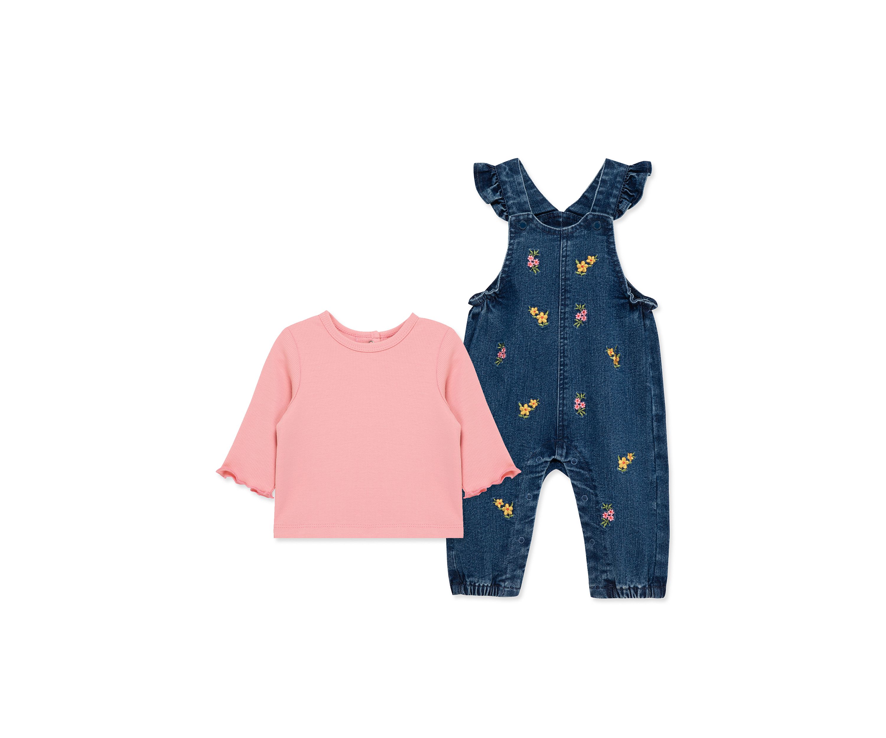 Baby Girls Flowers Overall Set
