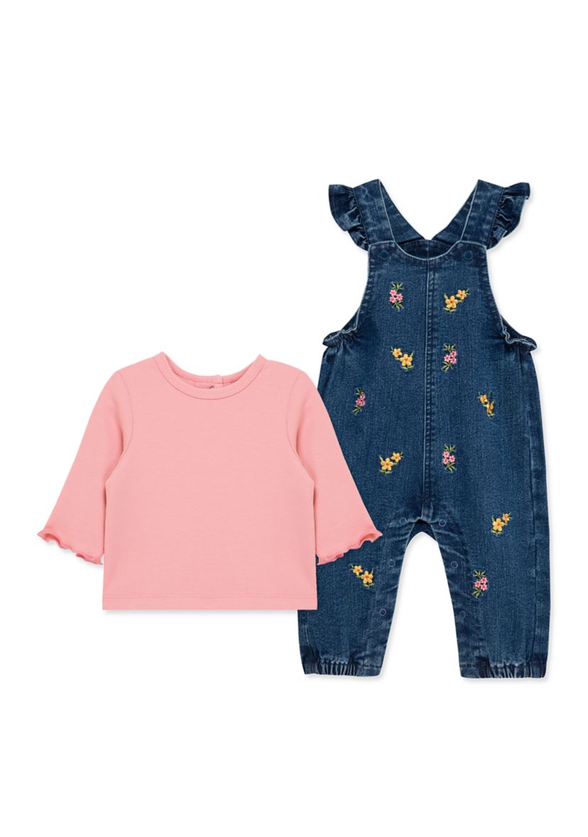 Baby Girls Flowers Overall Set