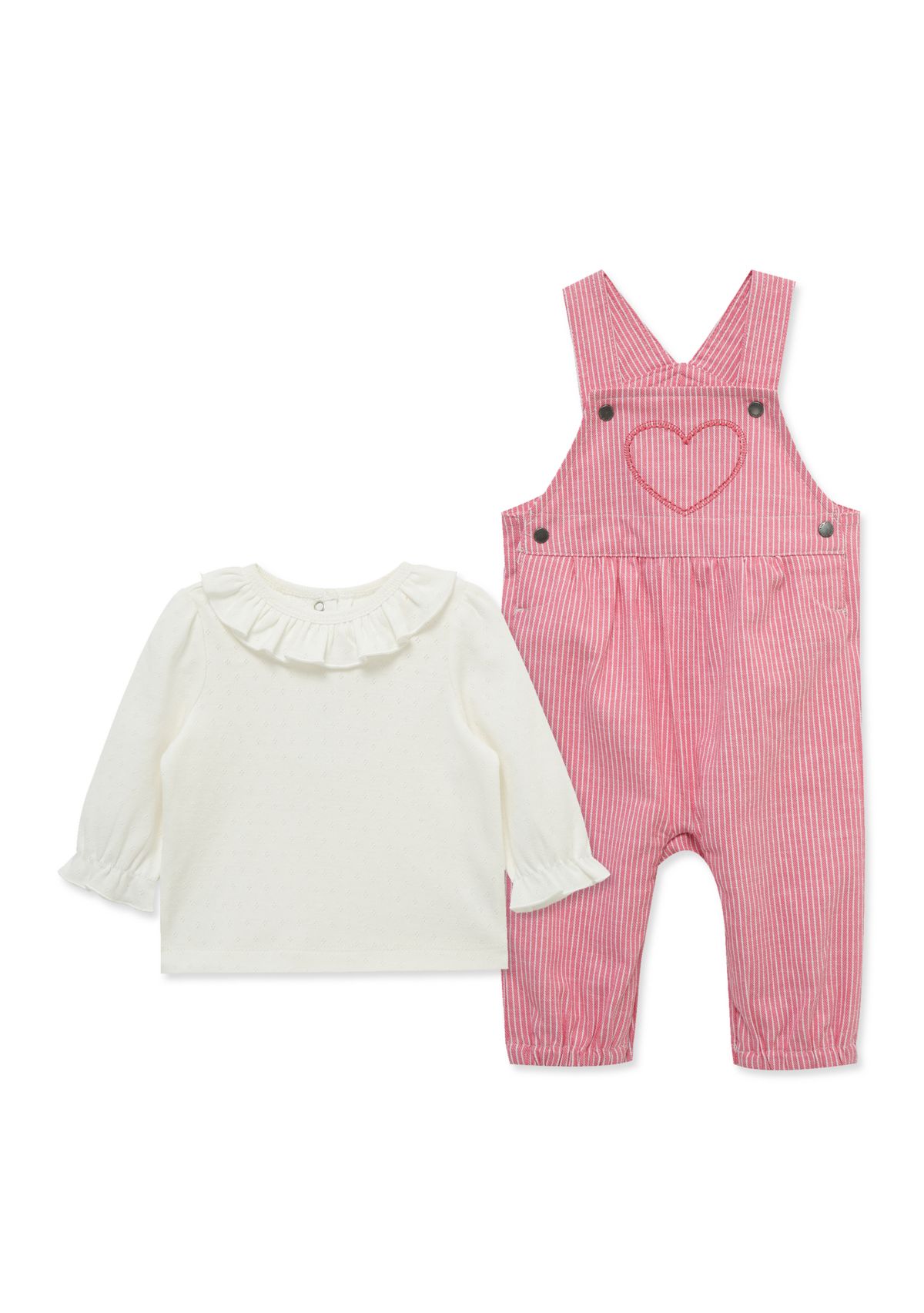 Baby Girls Heart Overall Set