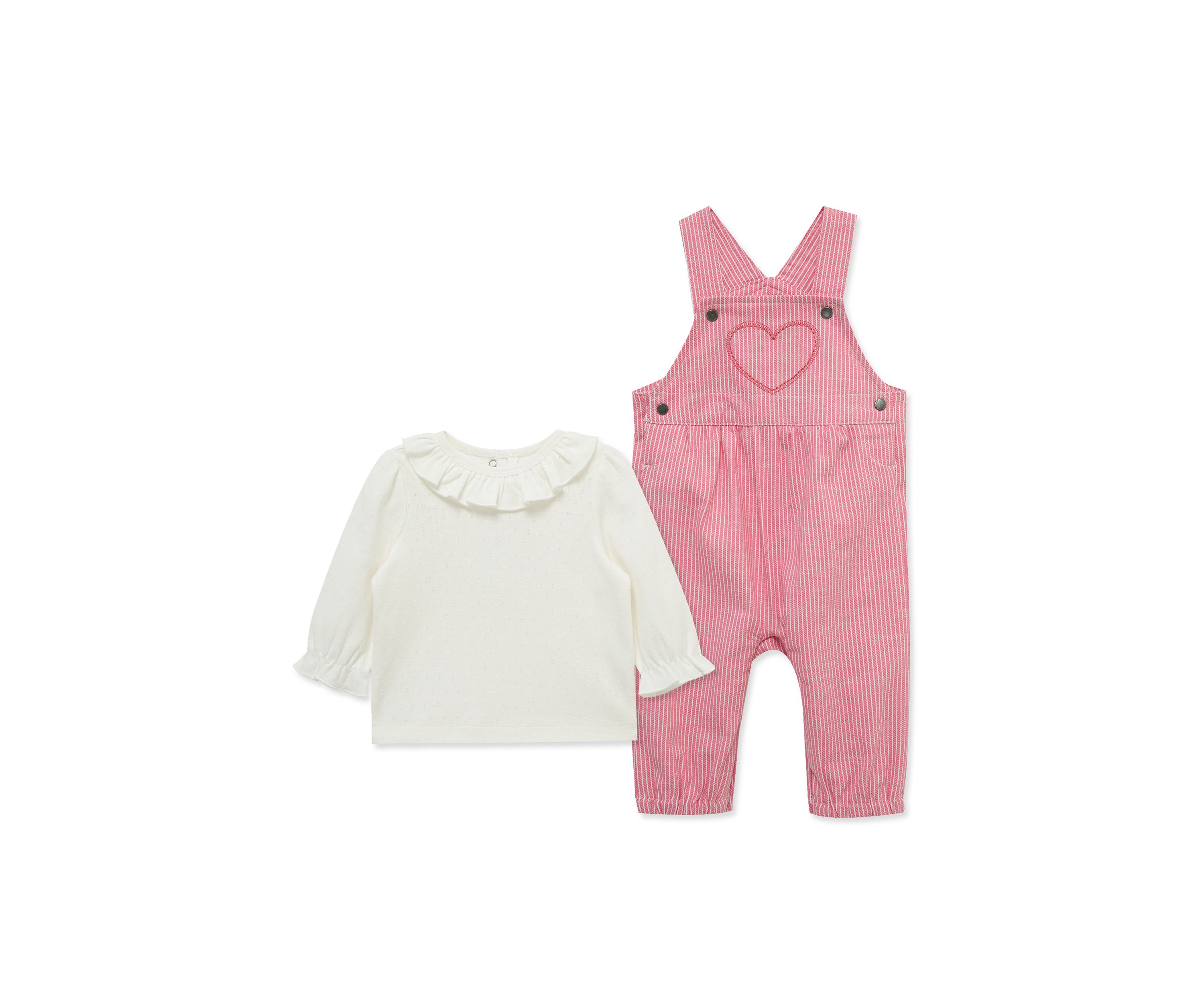 Baby Girls Heart Overall Set