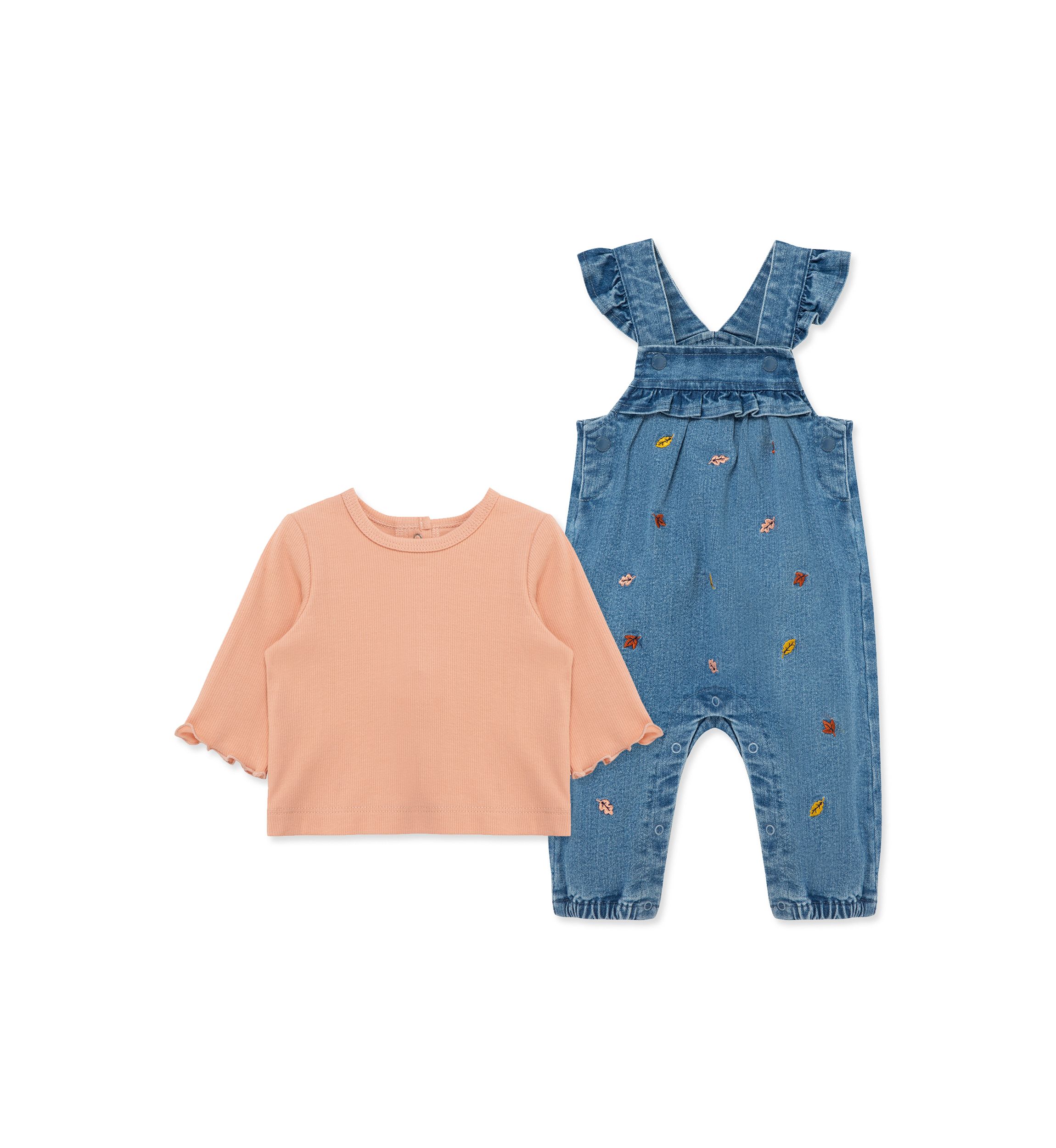 Baby Girls Leaves Overall Set
