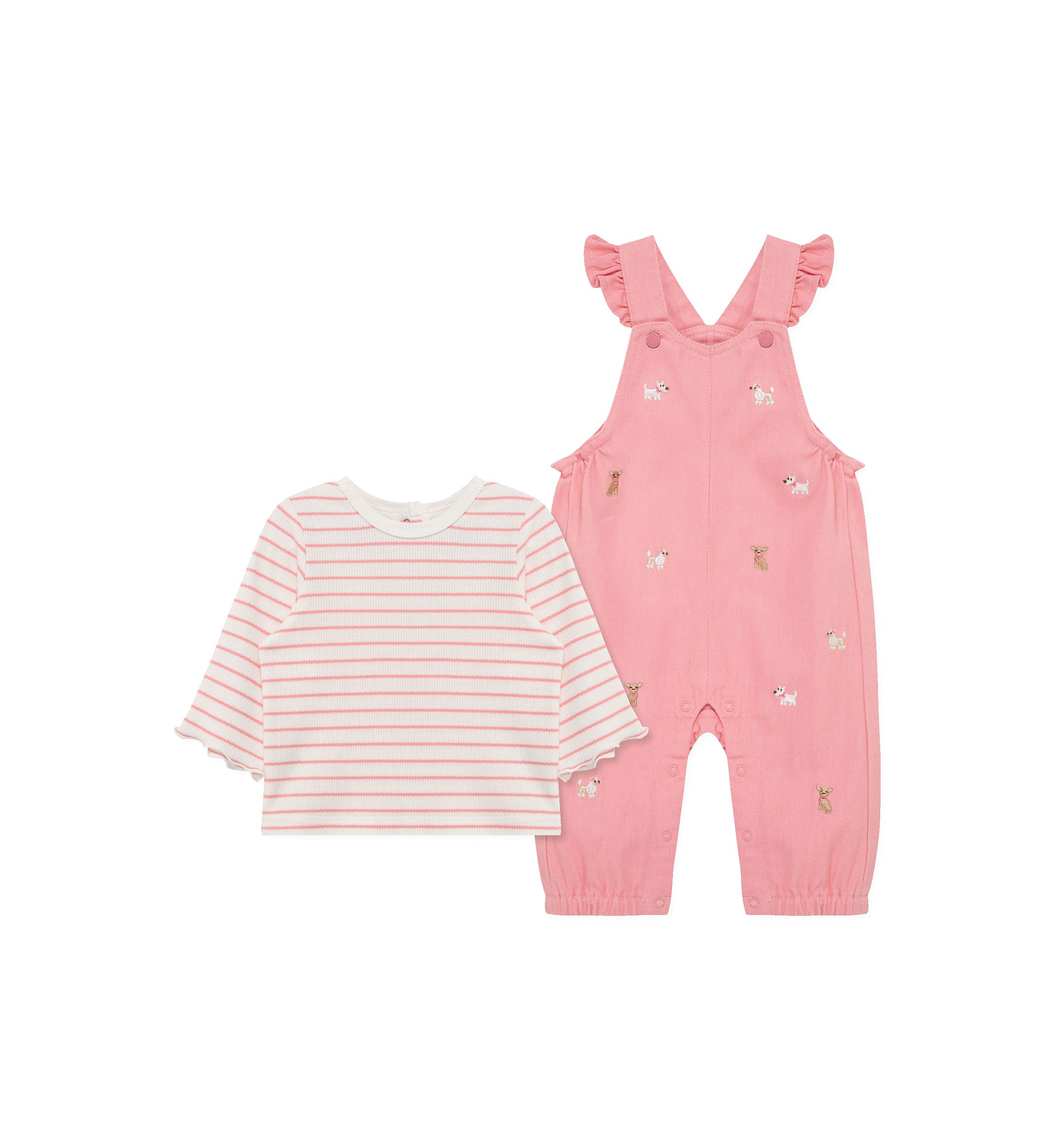Baby Girls Puppies Overall Set
