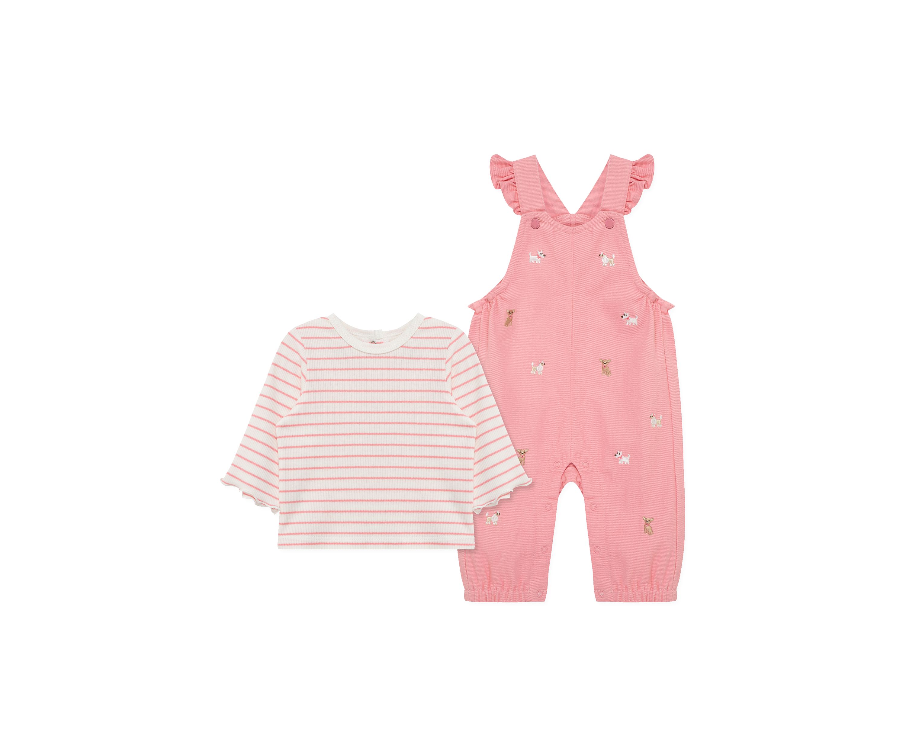 Baby Girls Puppies Overall Set