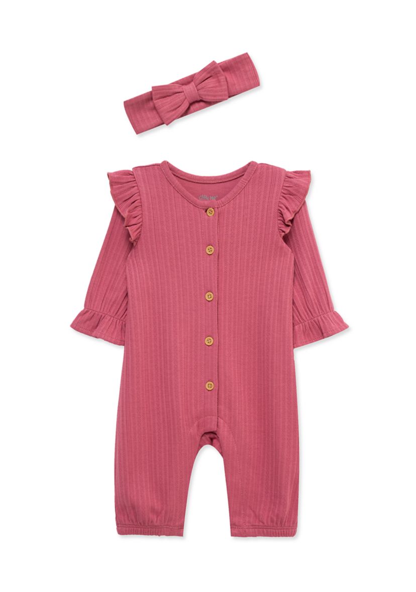 Baby Girls Rose Jumpsuit with Headband
