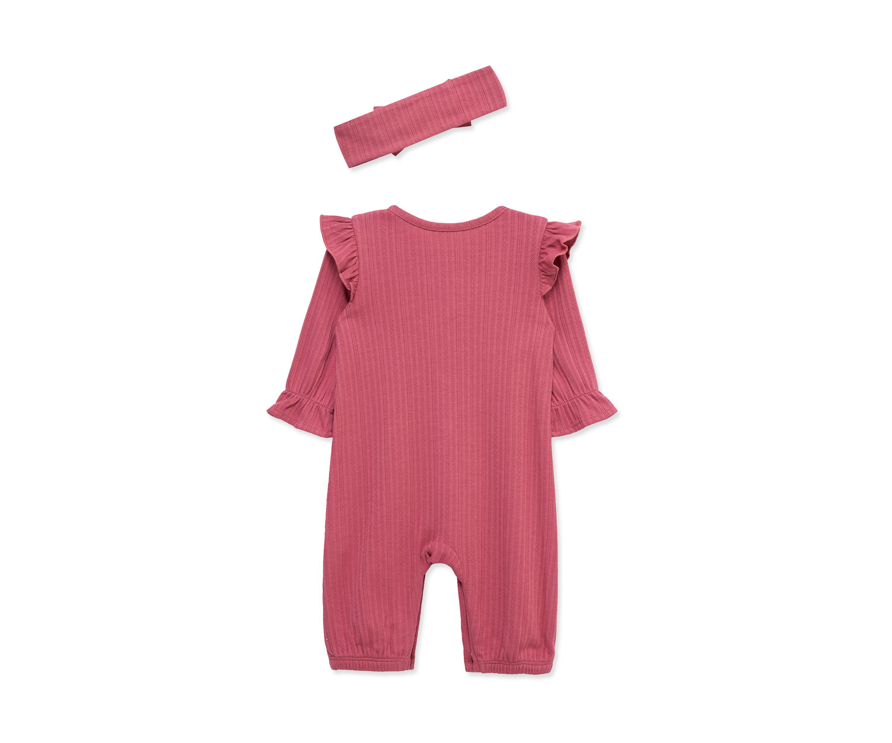 Baby Girls Rose Jumpsuit with Headband