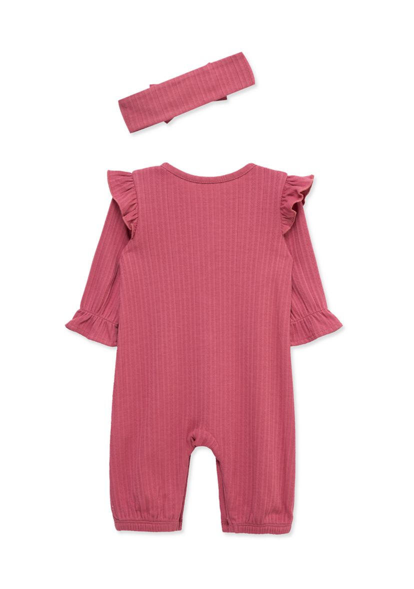 Baby Girls Rose Jumpsuit with Headband