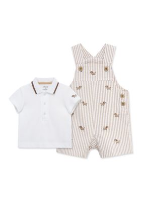 Little Me Baby Boys Puppies Shortall Set, Tan, 9 Months