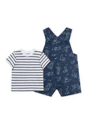 Little Me Baby Boys Puppies Shortall Set, Blue, 12 Months