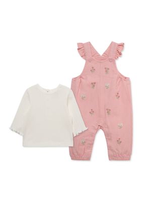 Little Me Baby Girls Floral Overall Set, Pink, 9 Months