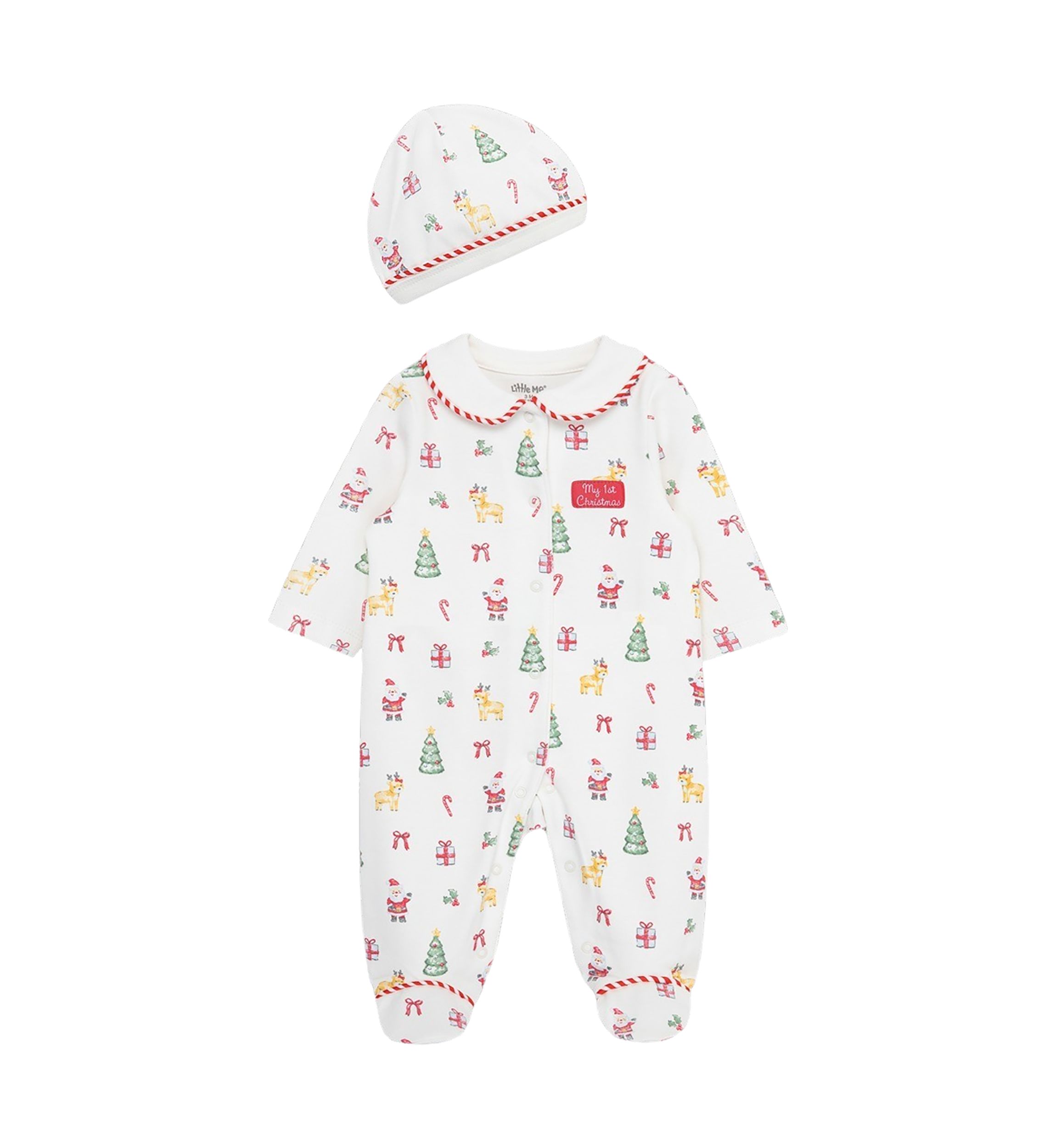 Baby Boys Christmas Printed Footie Pajamas with Hat