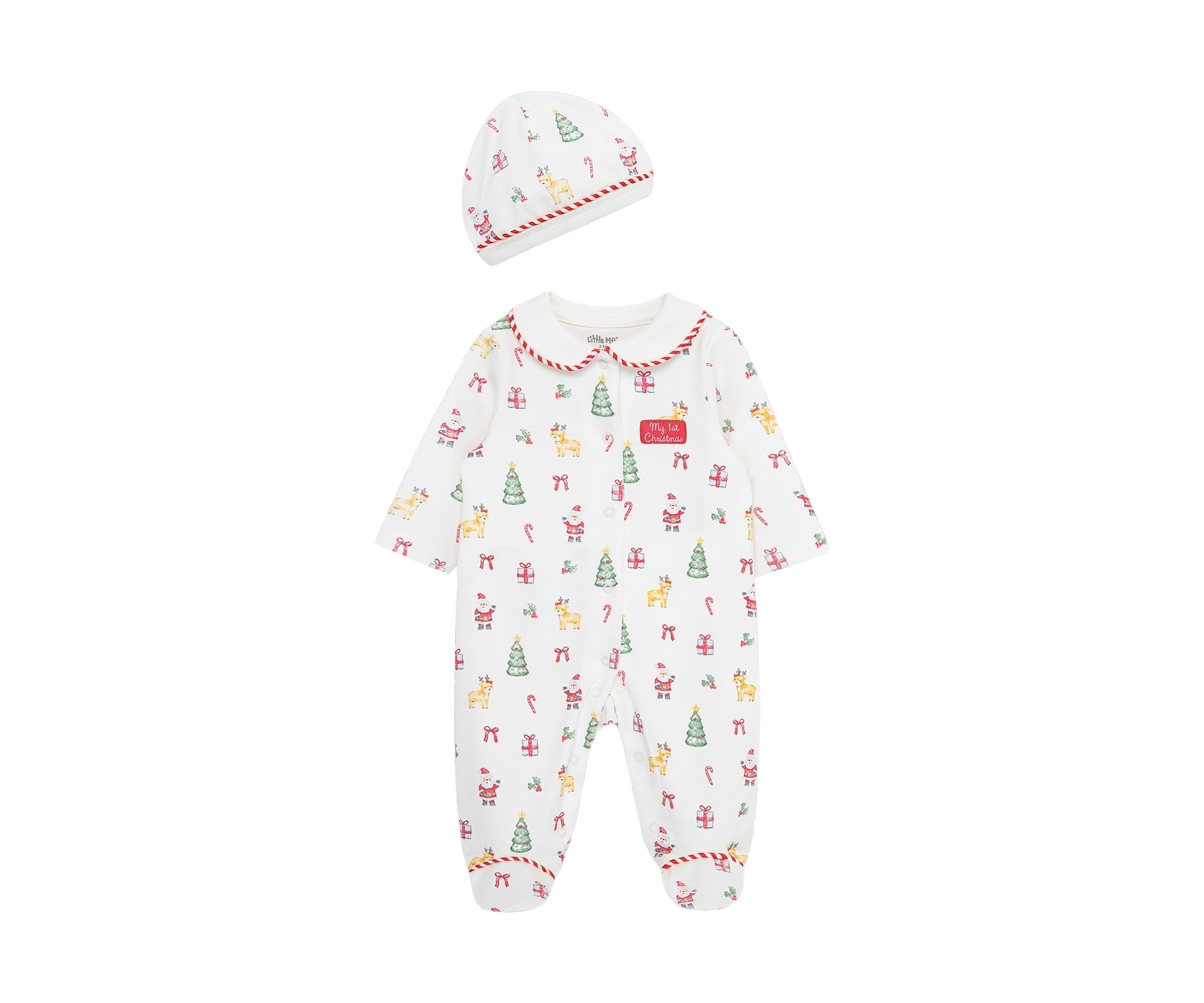 Baby Boys Christmas Printed Footie Pajamas with Hat