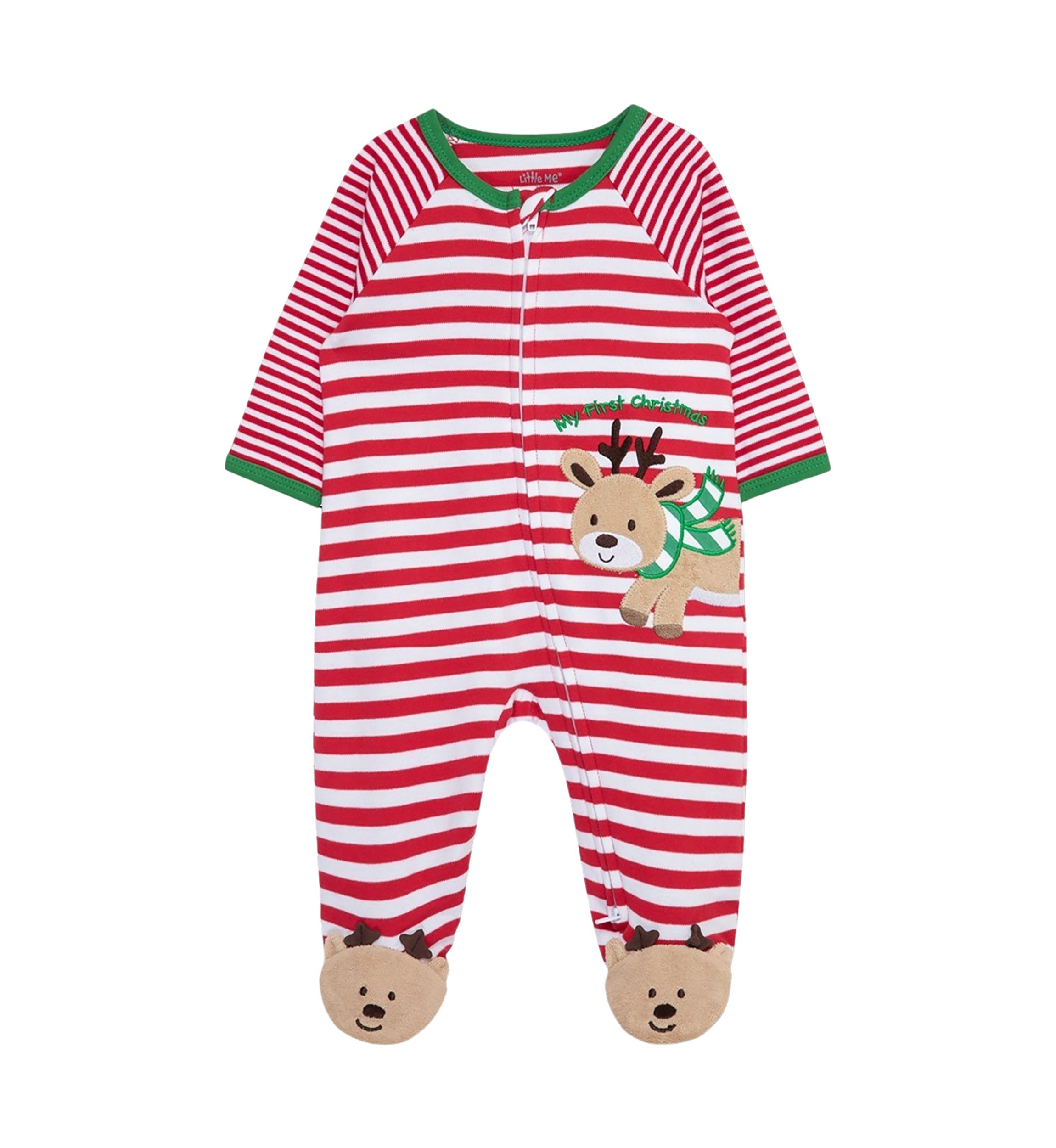 Baby Boys Reindeer Stripe Footie Pajamas