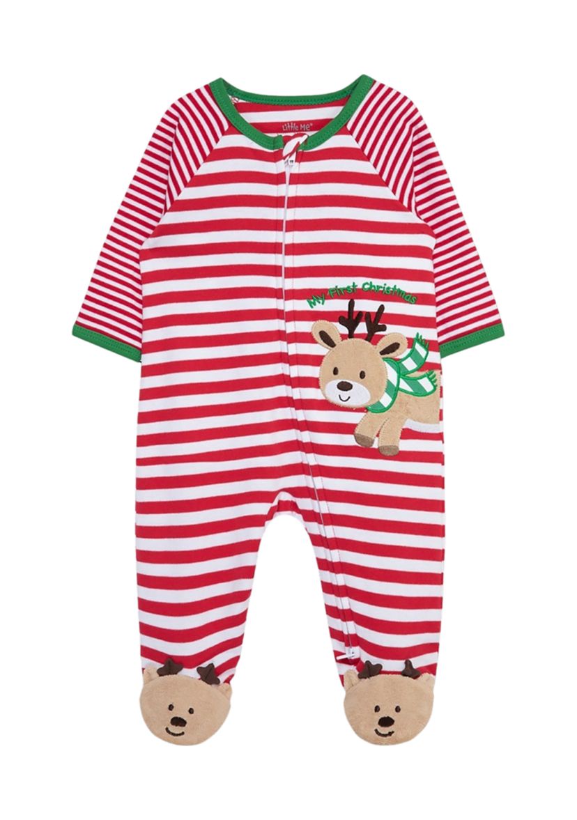 Baby Boys Reindeer Stripe Footie Pajamas