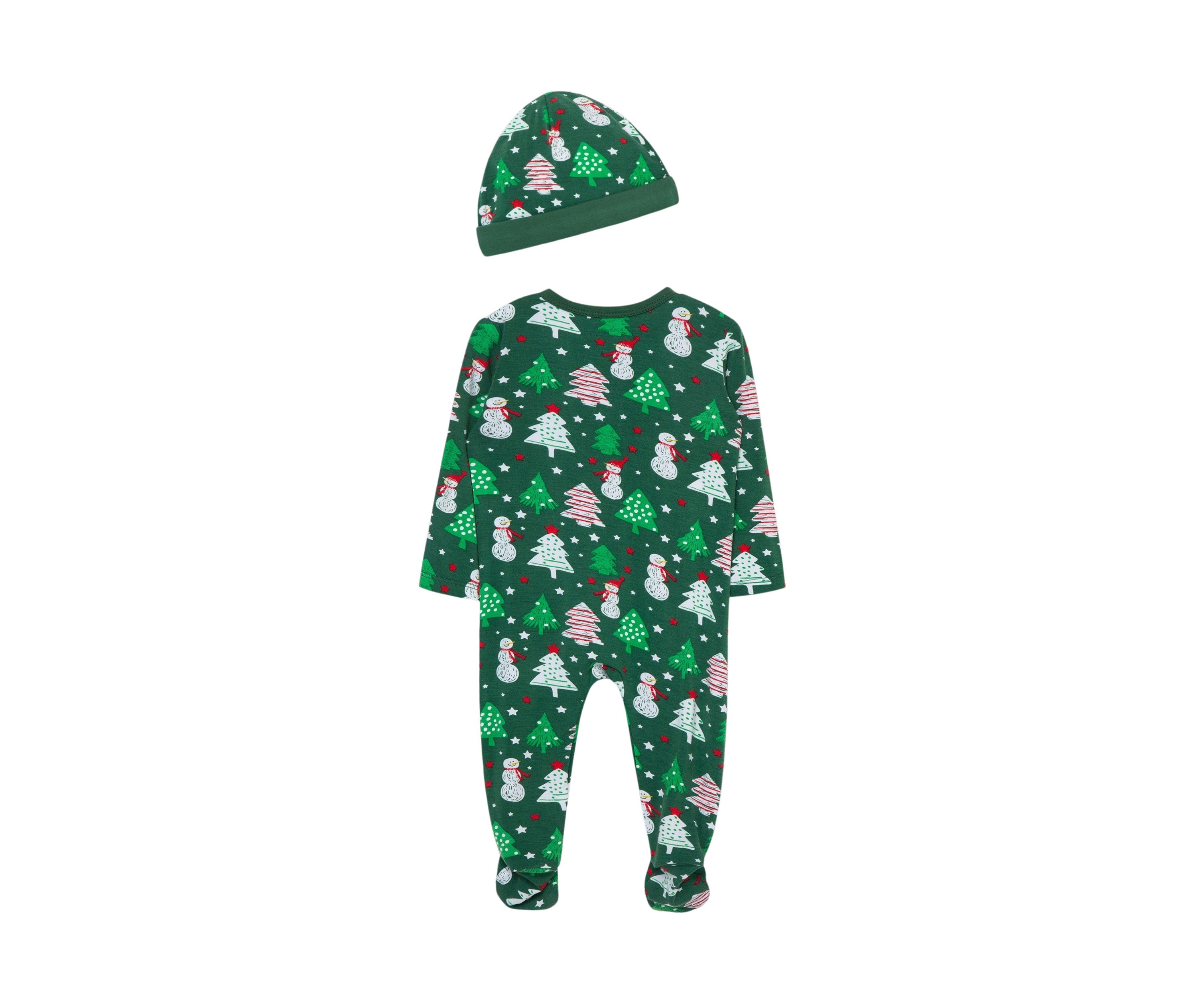Baby Boys Snowman Printed Footie Pajamas with Hat