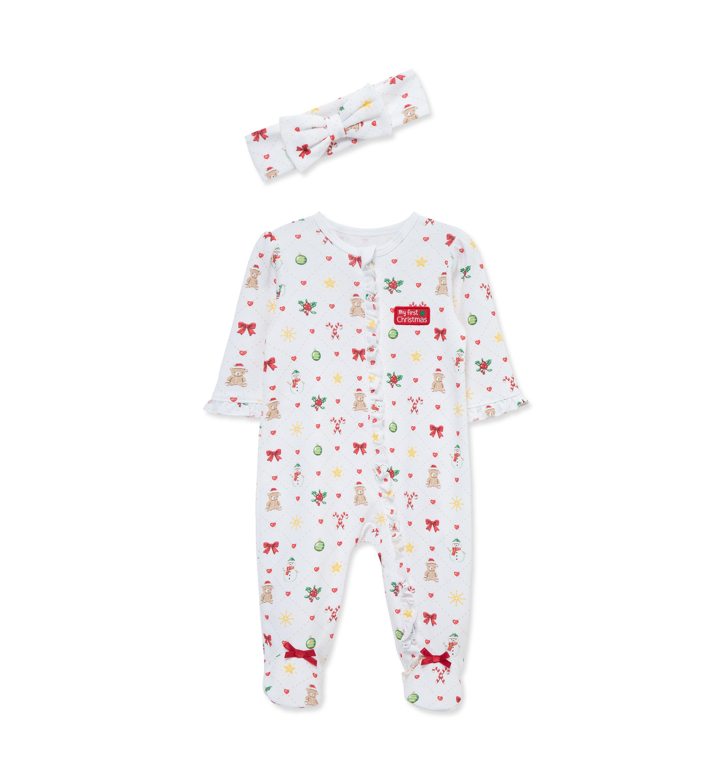 Baby Girls Festive Footie Pajamas with Headband