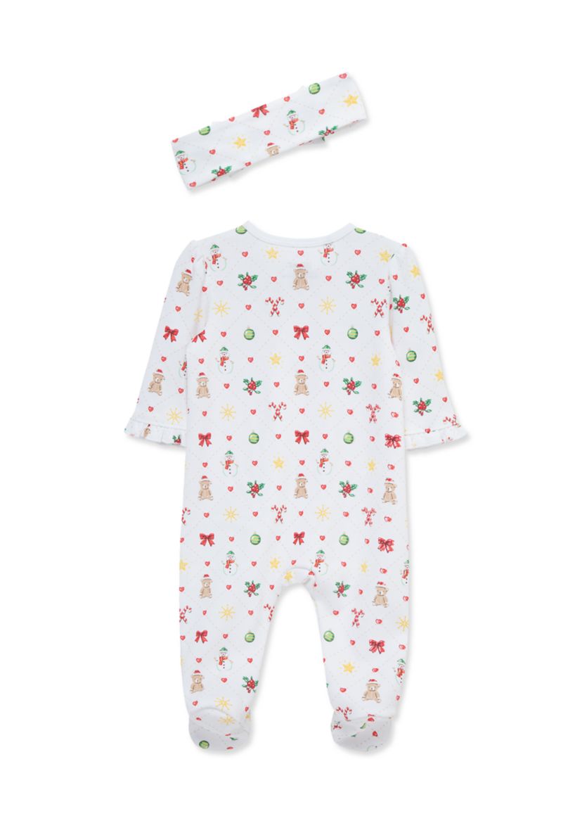 Baby Girls Festive Footie Pajamas with Headband