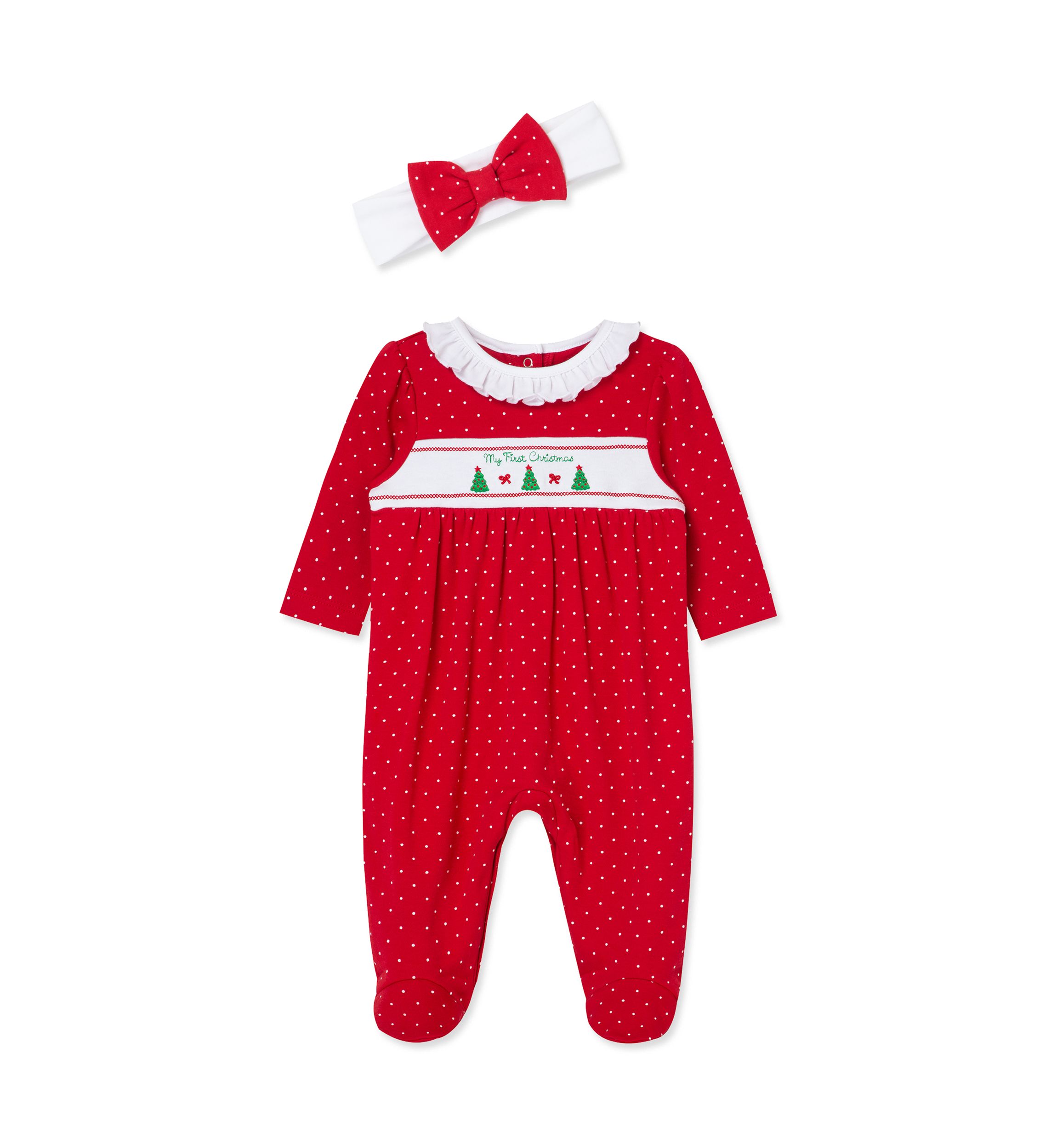 Baby Girls Dainty Trees Footie Pajamas with Headband