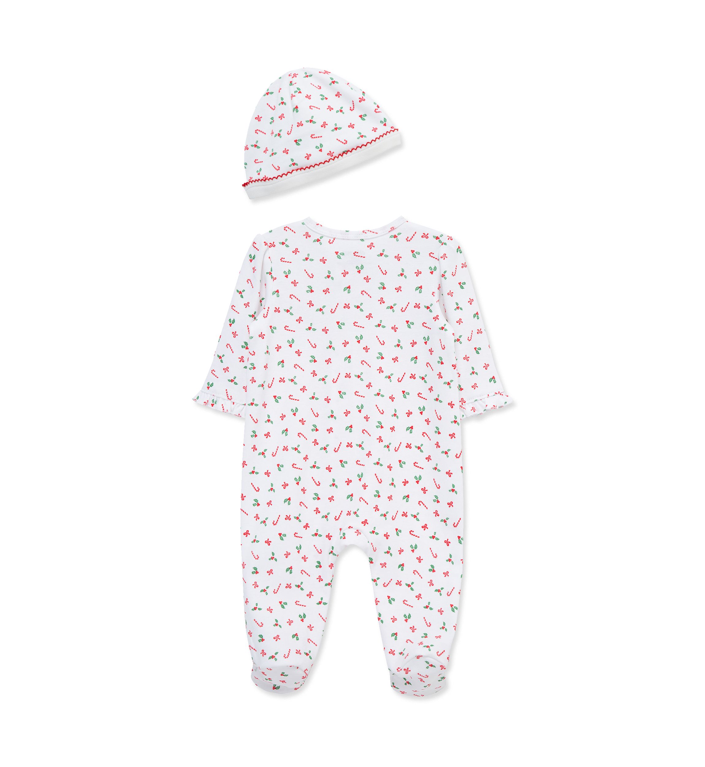 Baby Girls Candy Cane Footie Pajamas with Hat