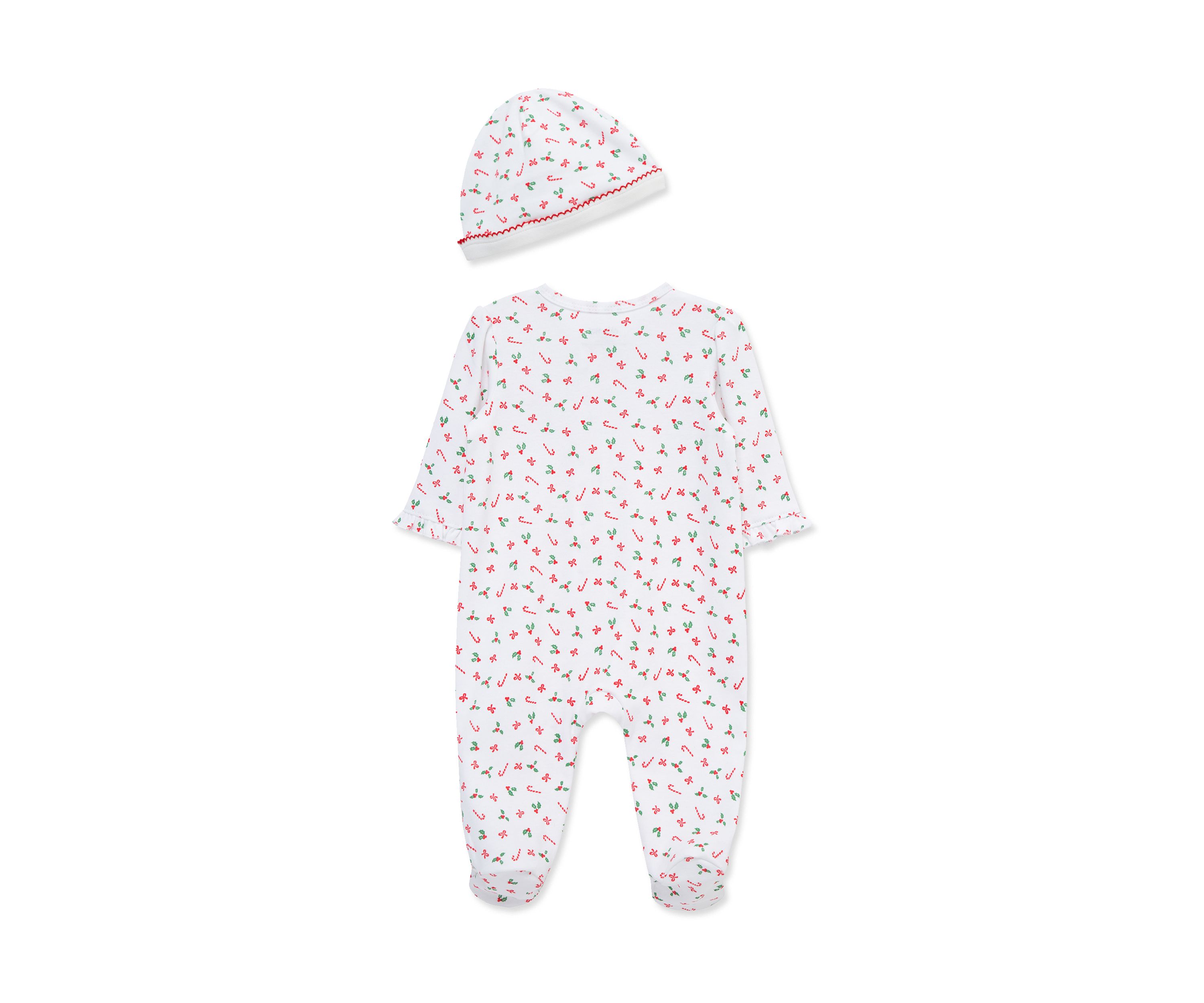Baby Girls Candy Cane Footie Pajamas with Hat
