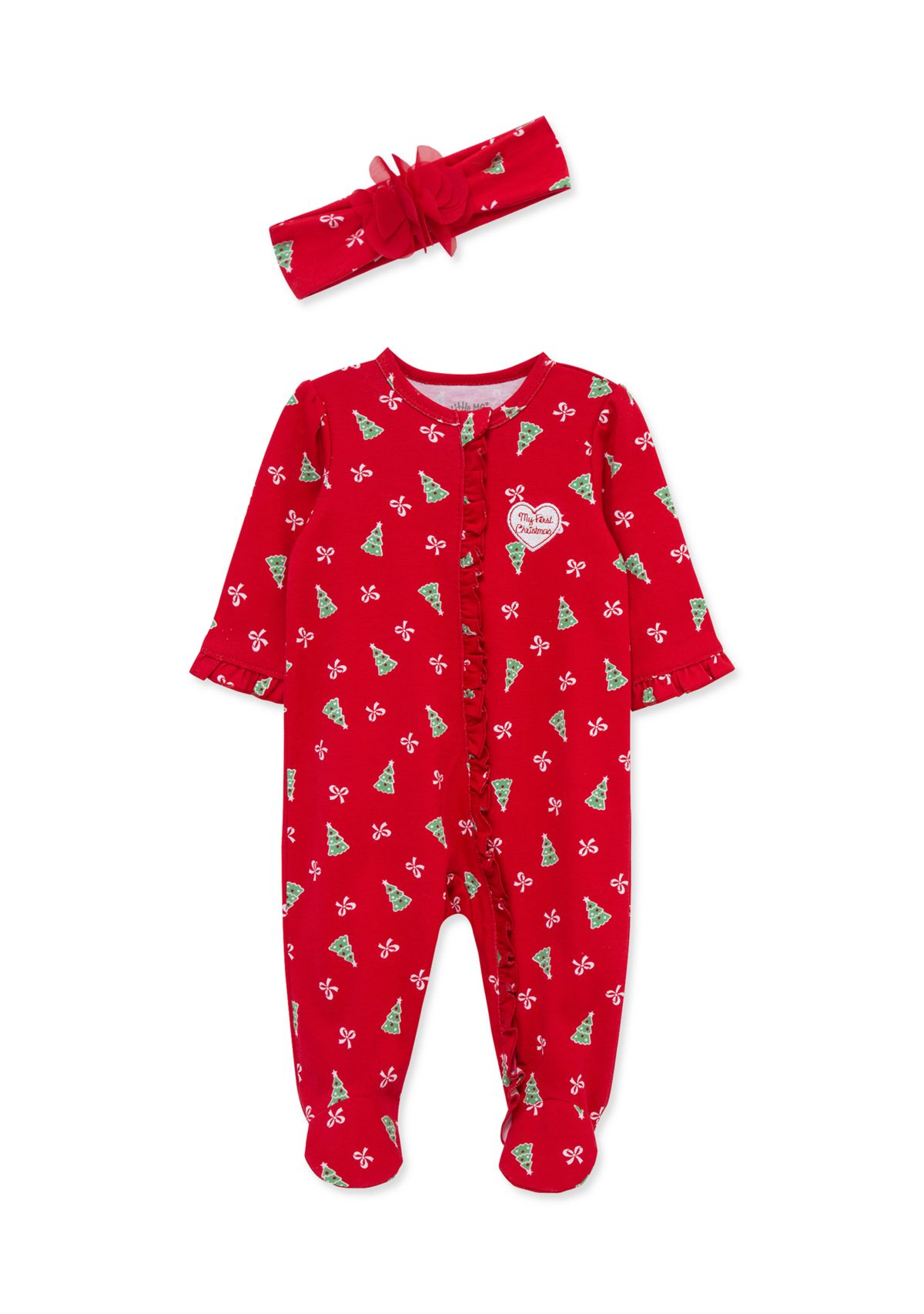 Baby Girls Pretty Trees Footie with Headband