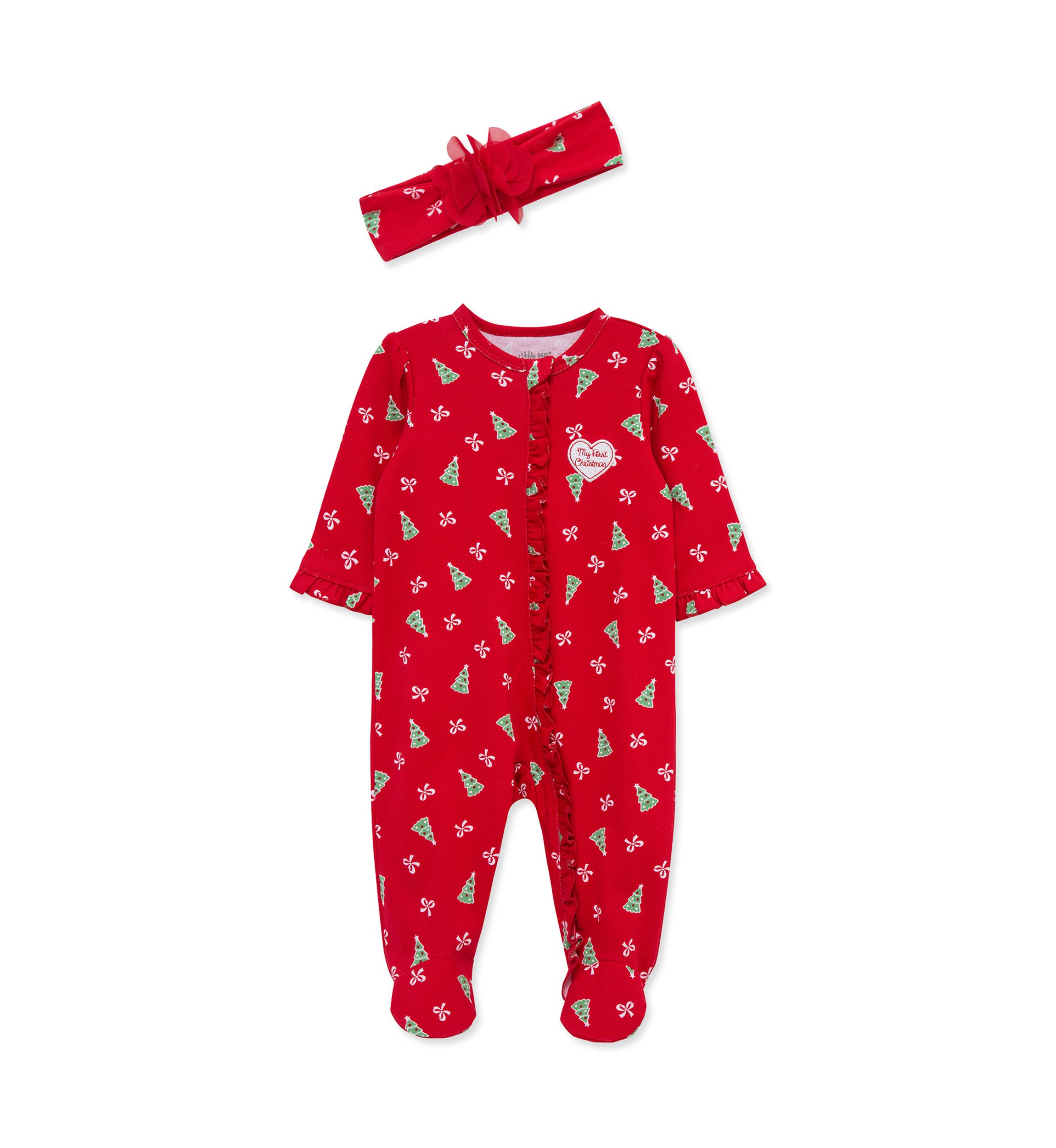 Baby Girls Pretty Trees Footie with Headband