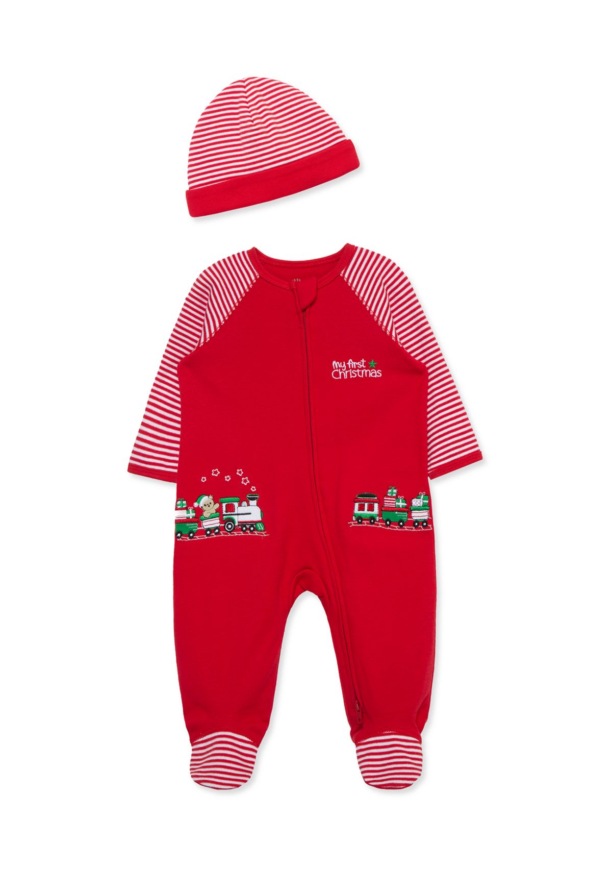 Baby Boys Train Gift Footie with Hat