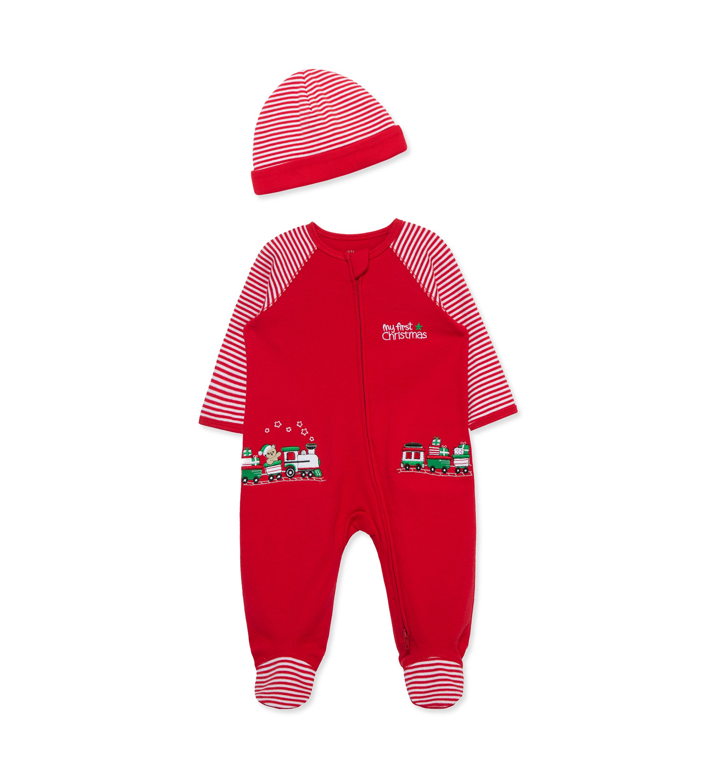 Baby Boys Train Gift Footie with Hat