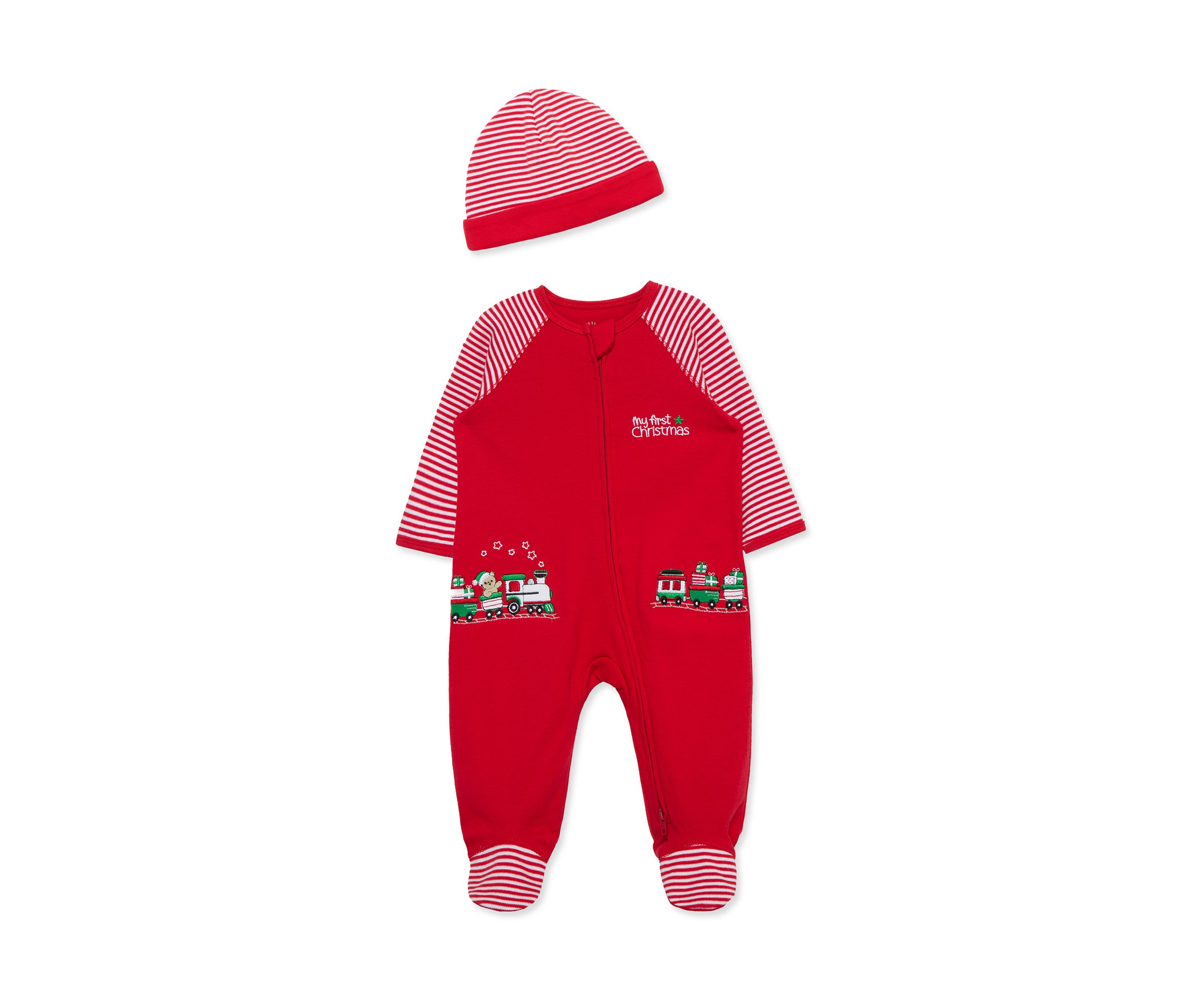 Baby Boys Train Gift Footie with Hat