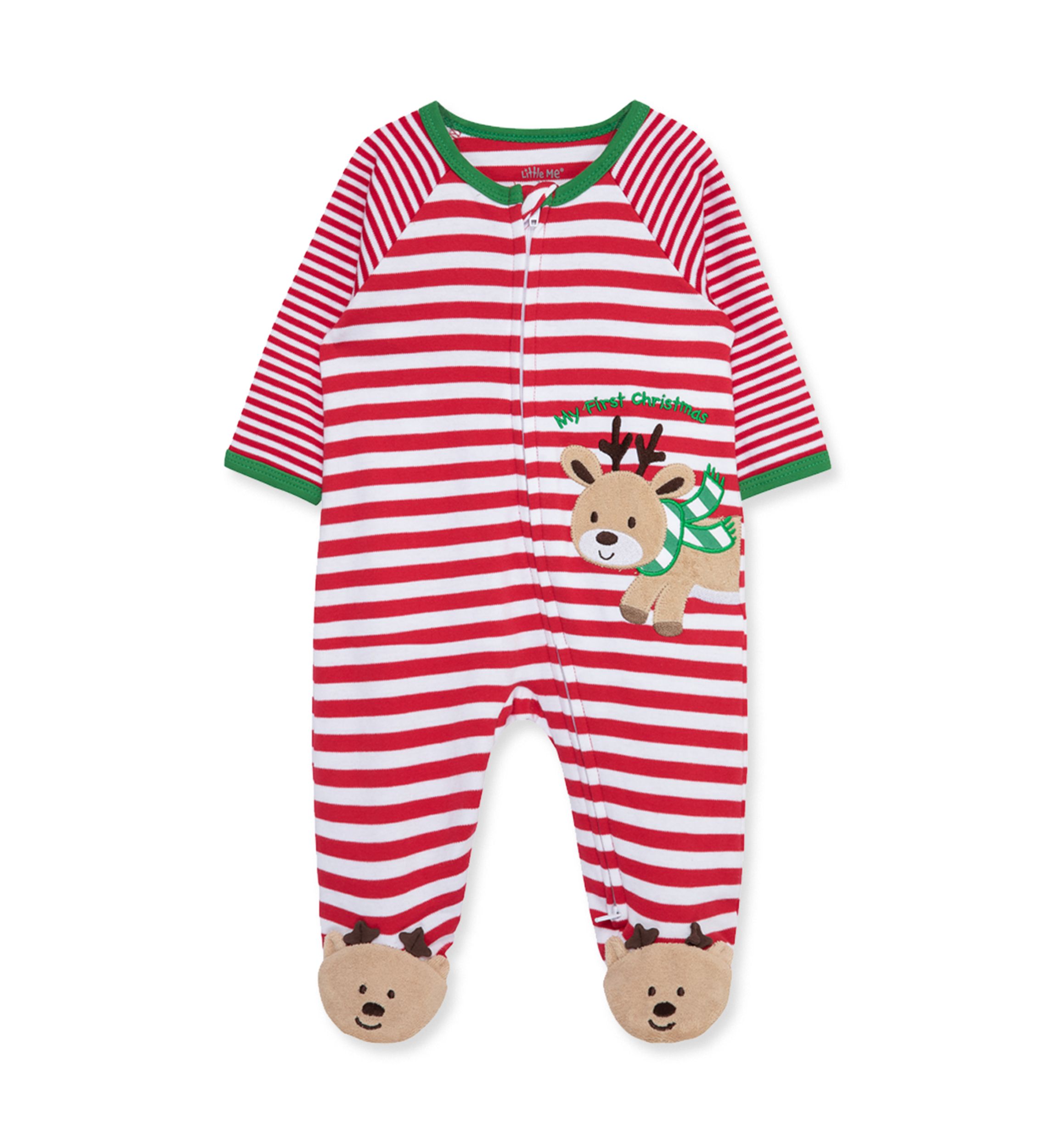 Baby Boys Reindeer Stripe Footie Pajamas