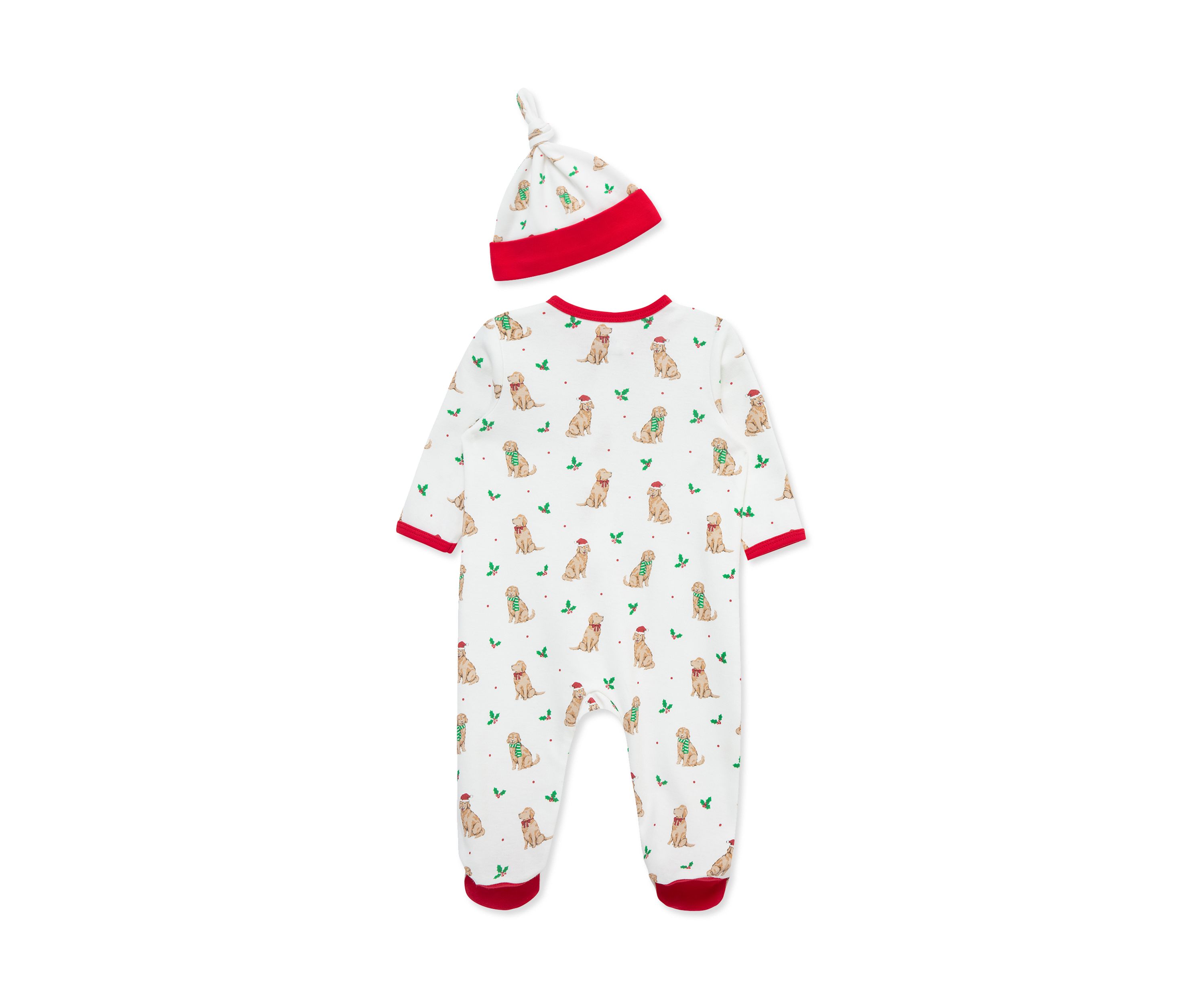 Baby Boys Festive Pups Footie Pajamas with Hat