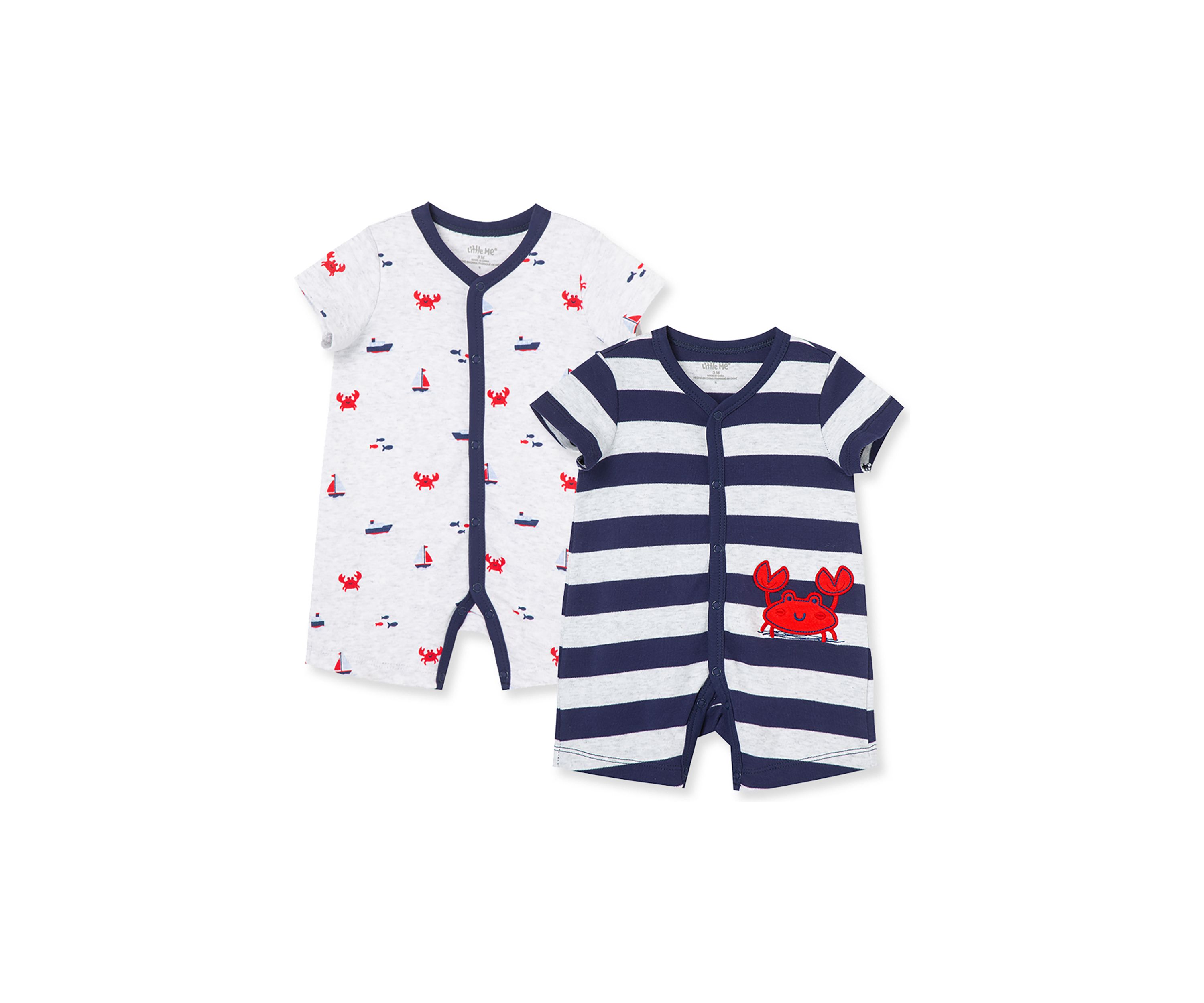 Baby Boys Crab 2 Pack Rompers