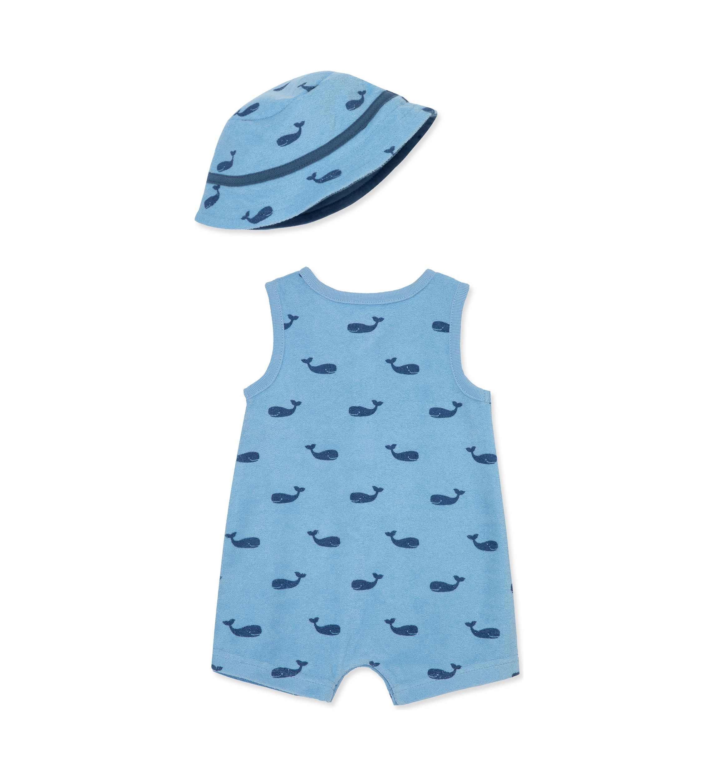 Baby Boys Whales Romper with Hat