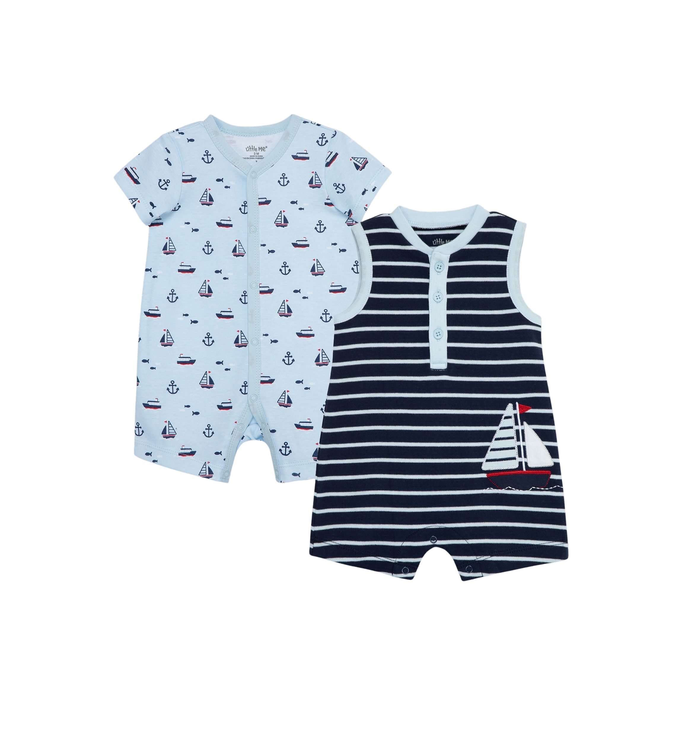 Baby Boys Sailboat 2 Pack Rompers
