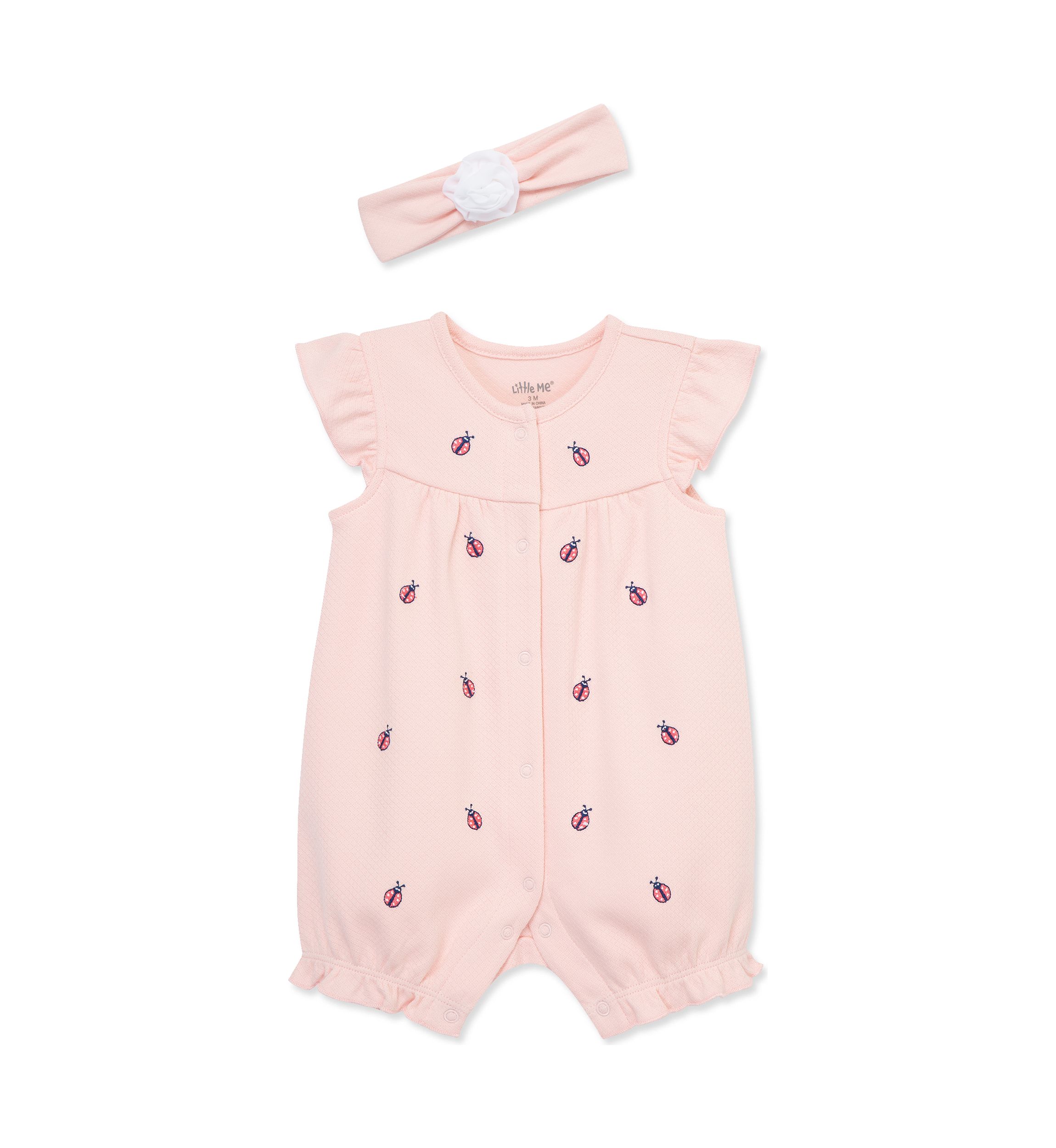 Baby Girls Ladybug Romper with Headband