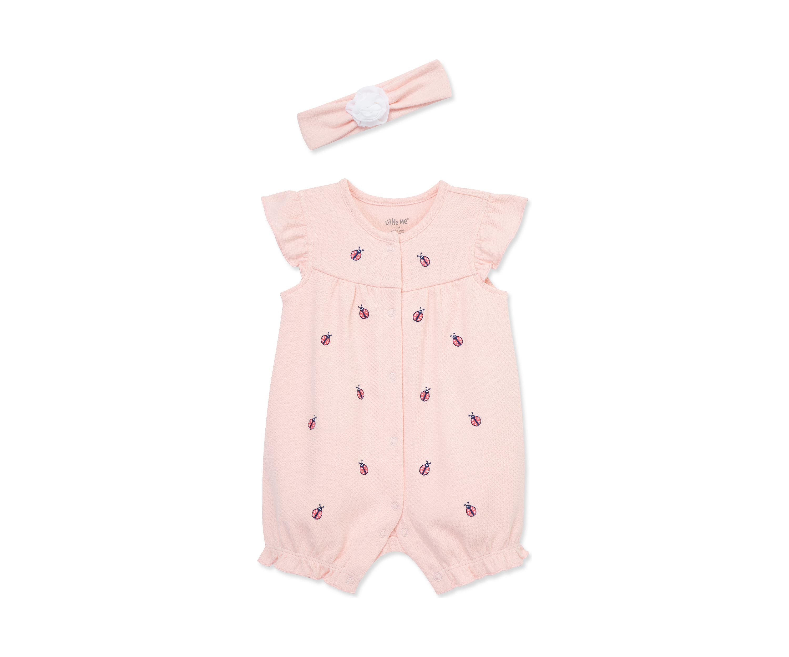 Baby Girls Ladybug Romper with Headband
