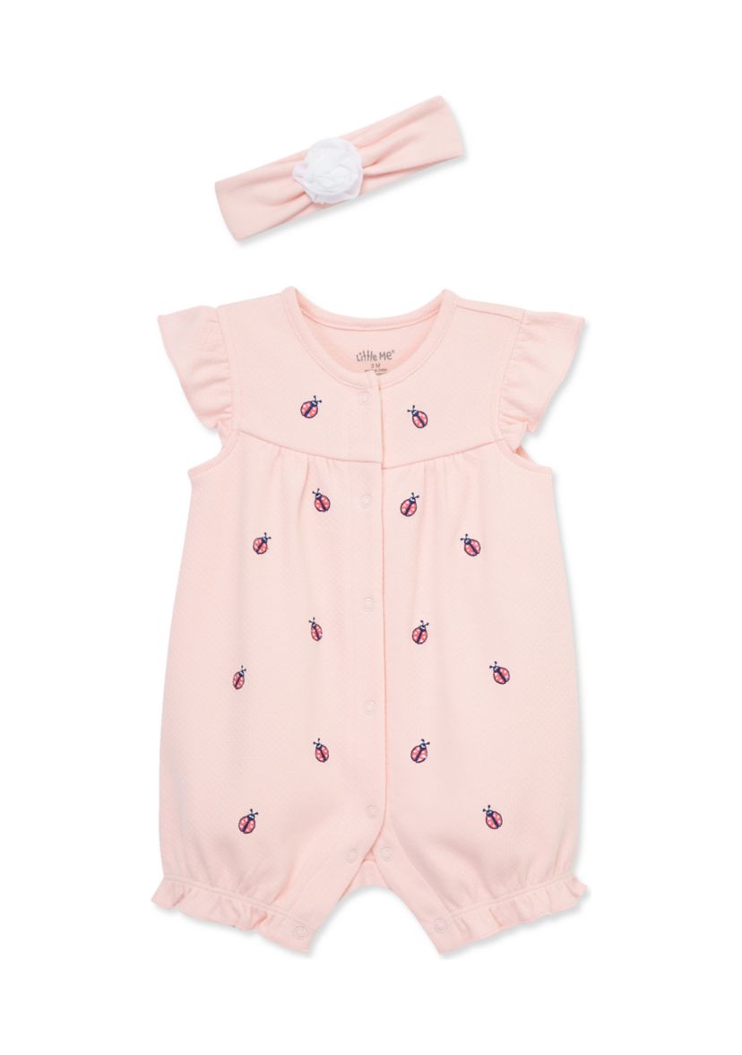 Baby Girls Ladybug Romper with Headband