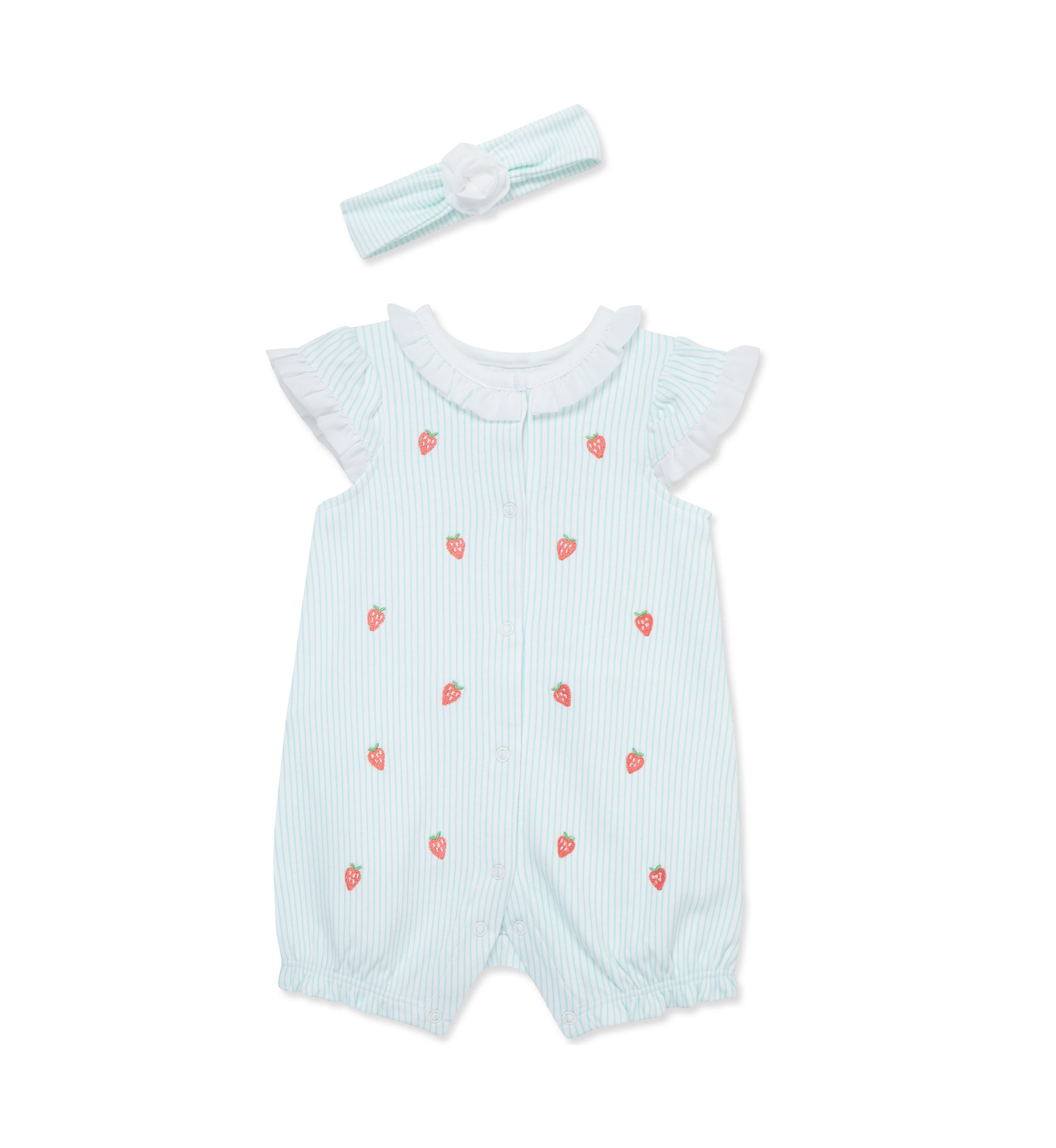 Baby Girls Strawberry Romper with Headband