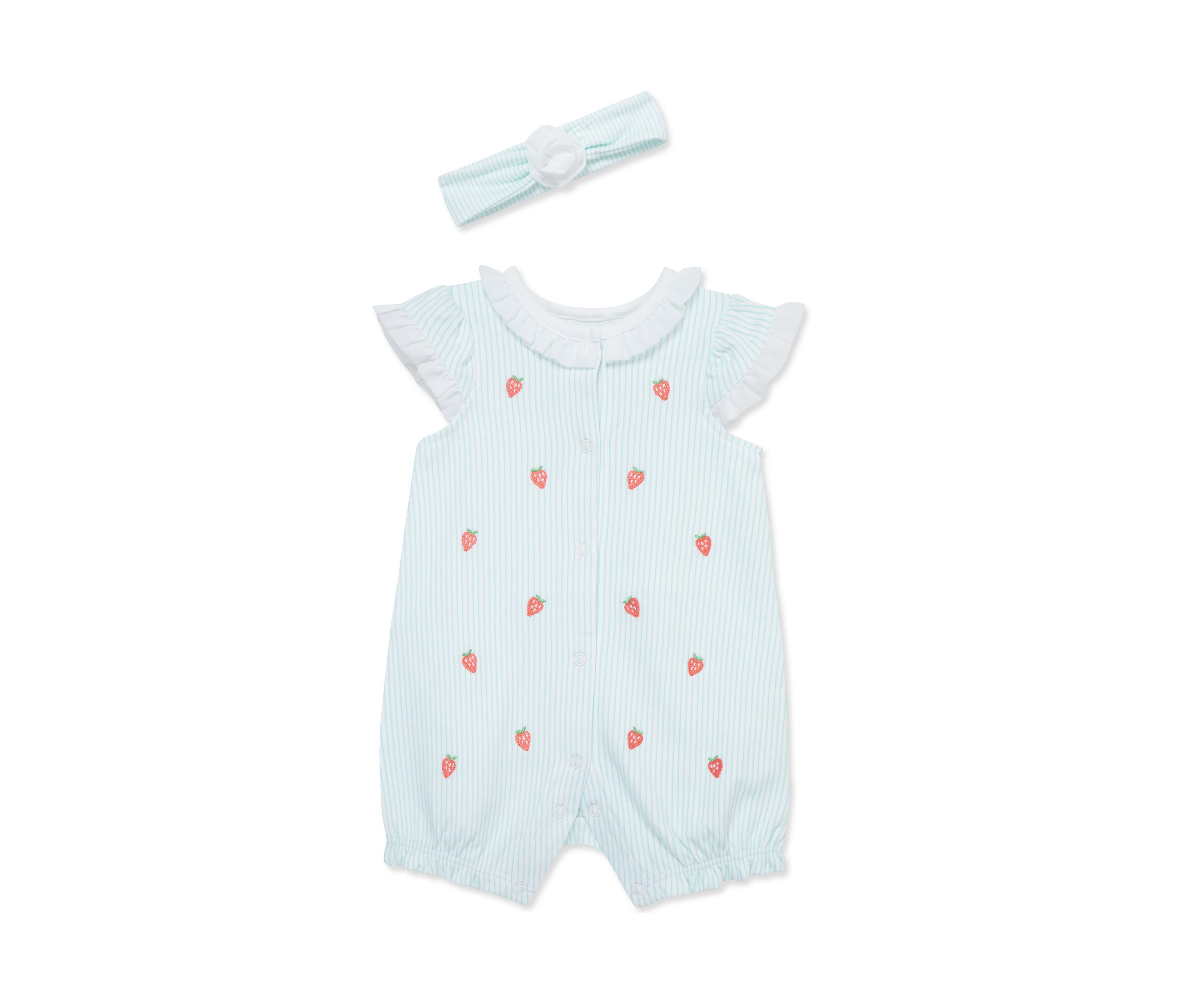 Baby Girls Strawberry Romper with Headband